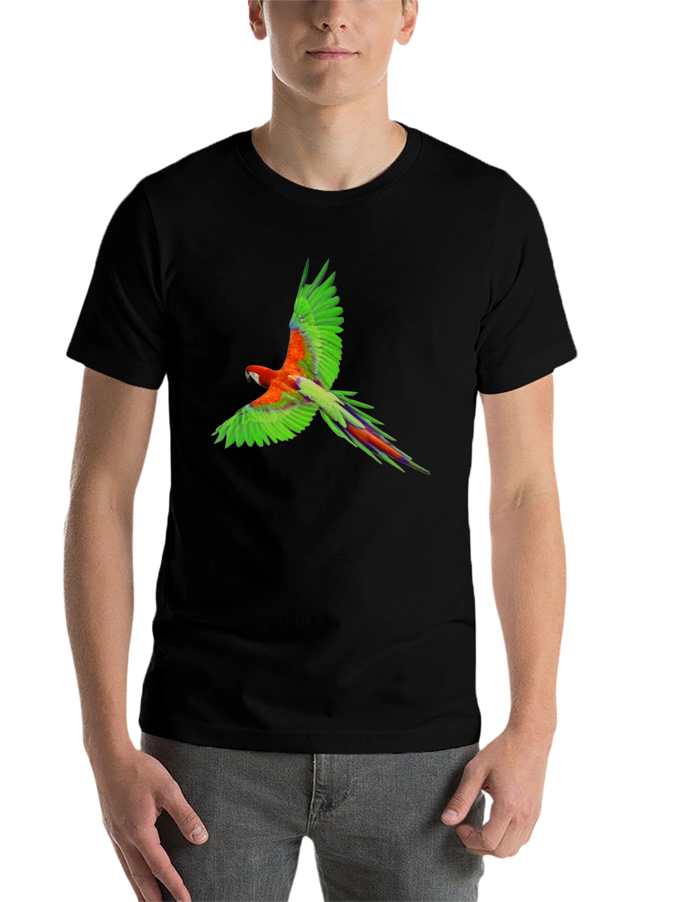 Black Parrot Graphic Print Black T-Shirt view 7