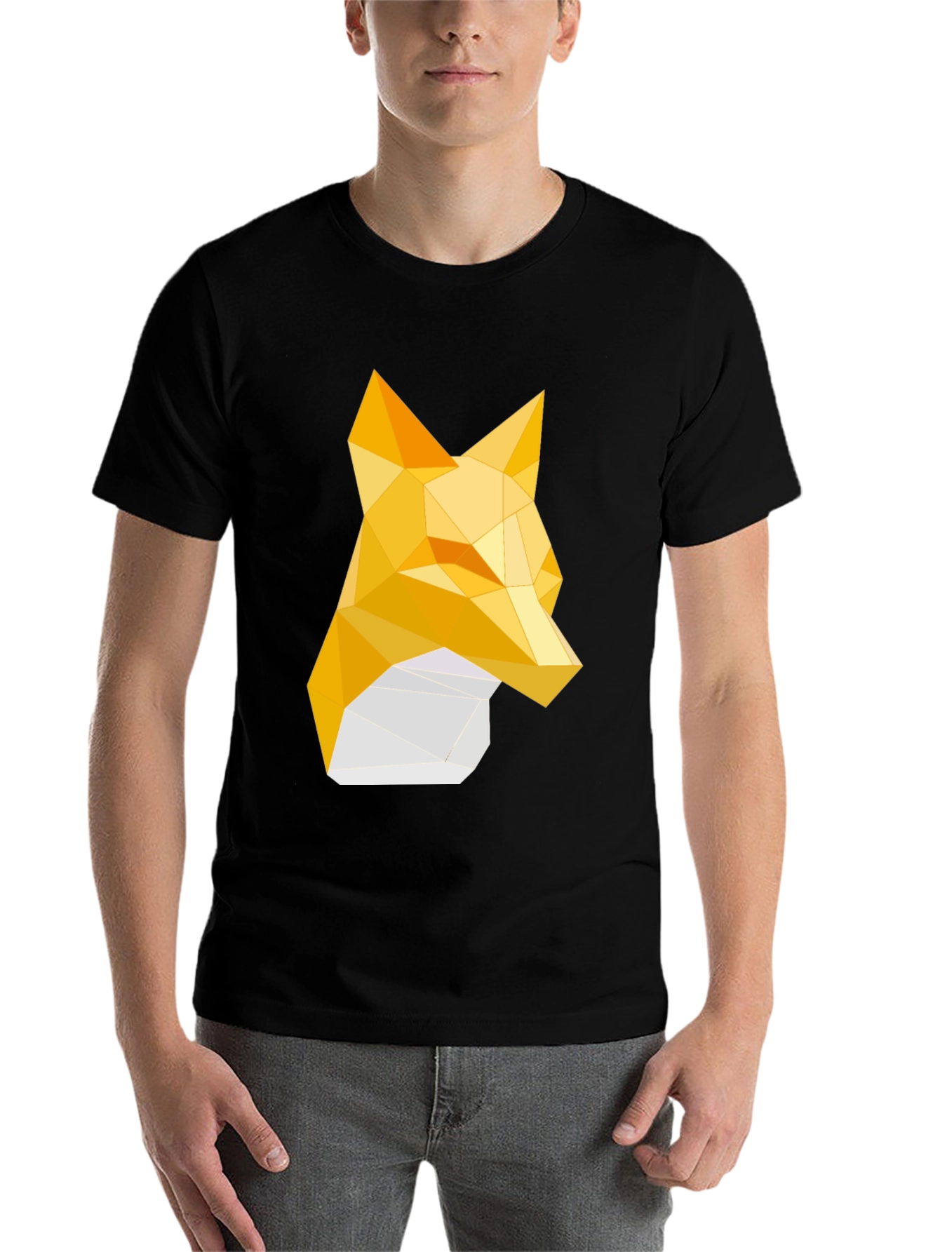 Black Geometric Fox Tee - Stylish Graphic Print T-Shirt view 7