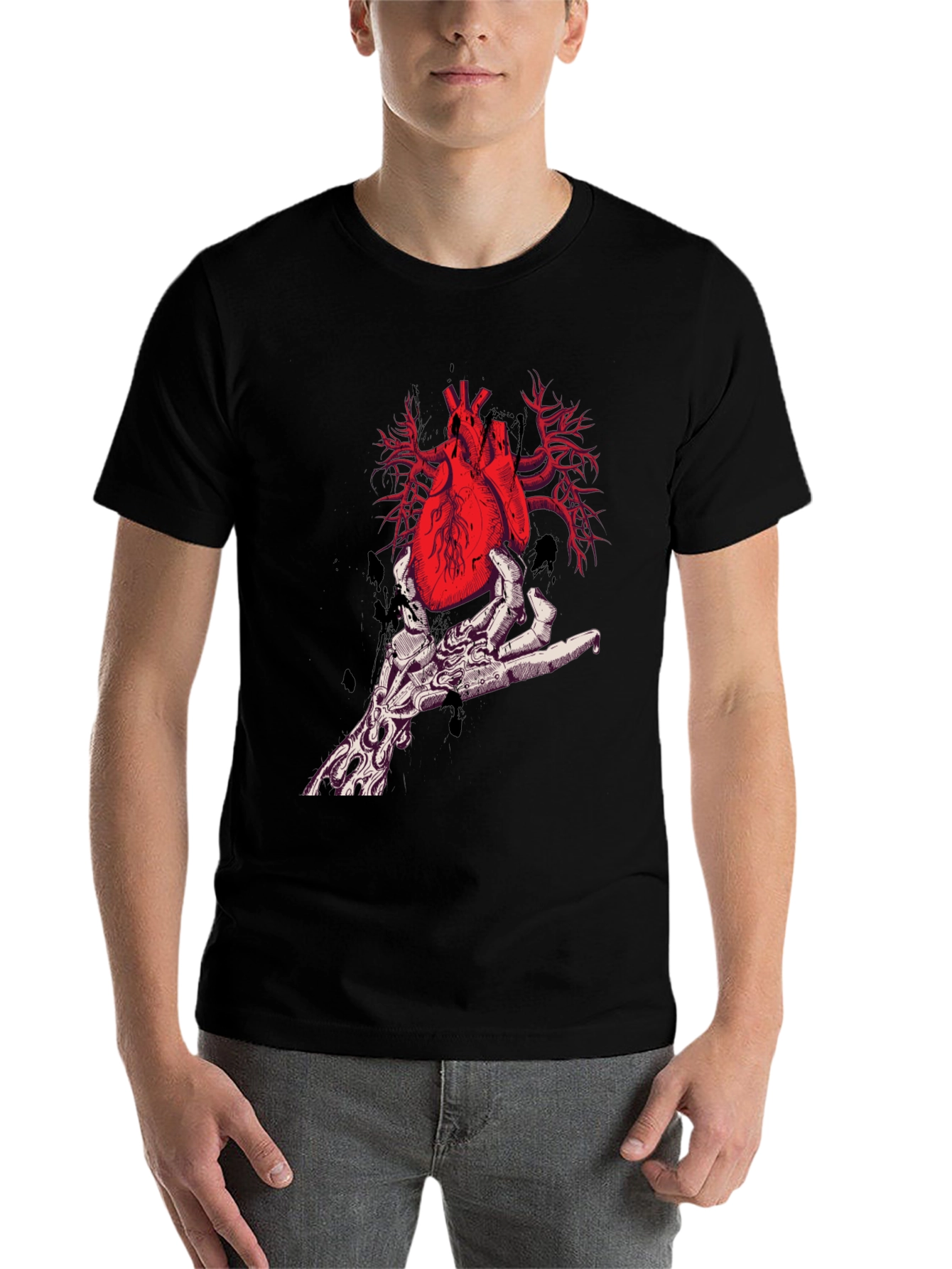 Black Anatomical Heart Graphic Tee - Unique Design view 7