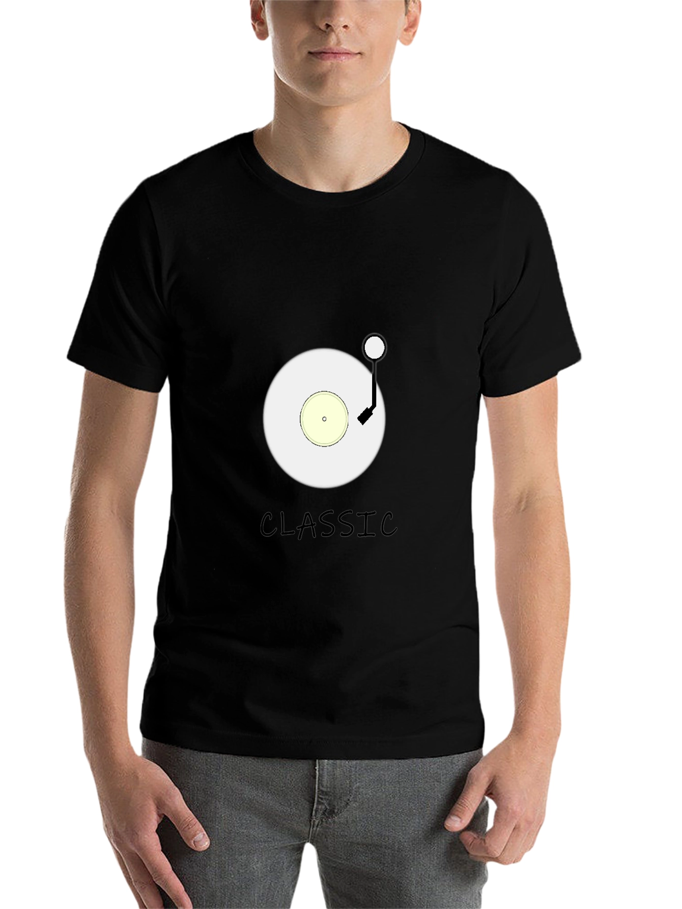 Black Classic Vinyl Record Graphic Tee - Black view 7