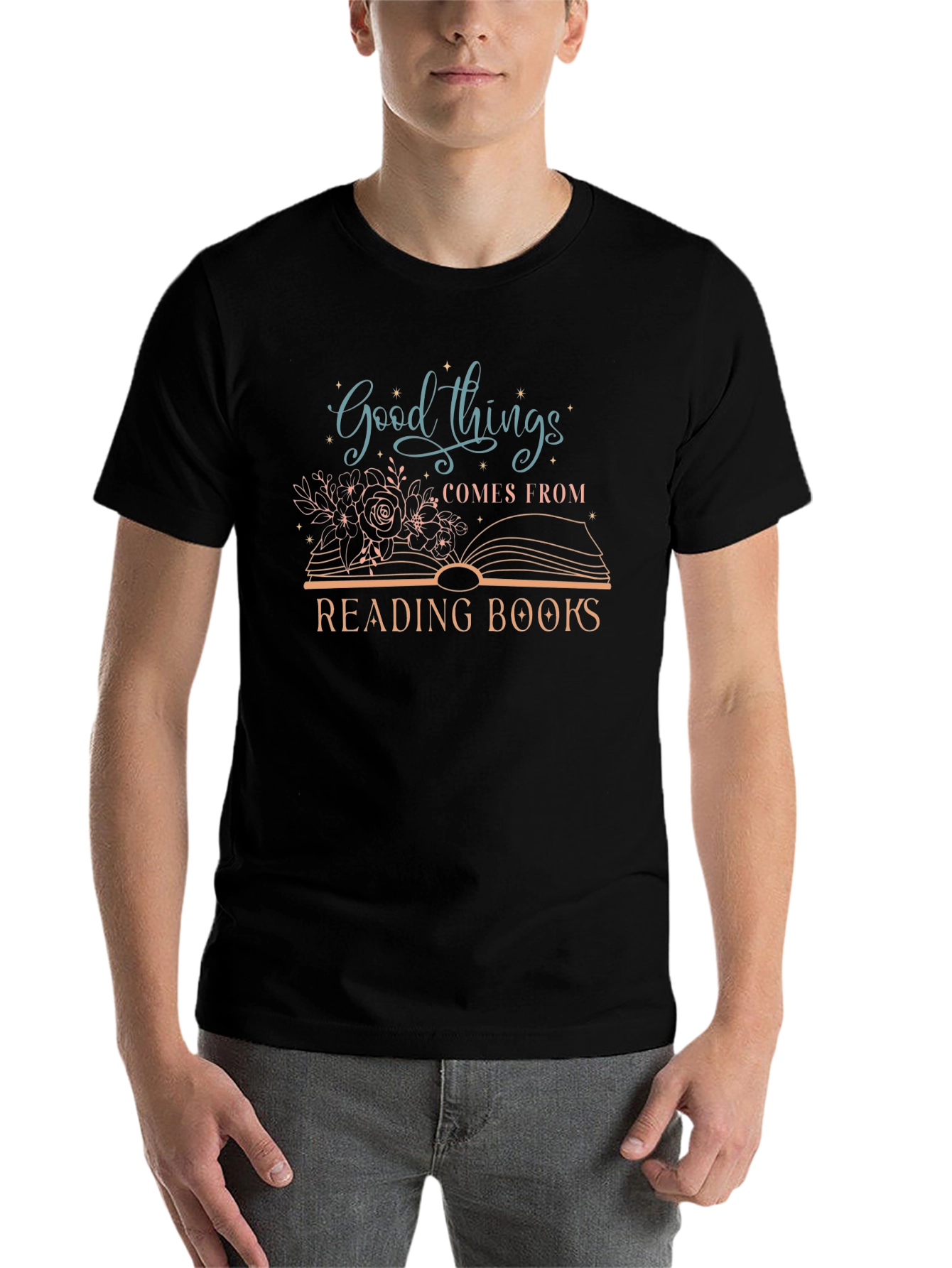 Black Good Things From Reading Books T-Shirt view 7