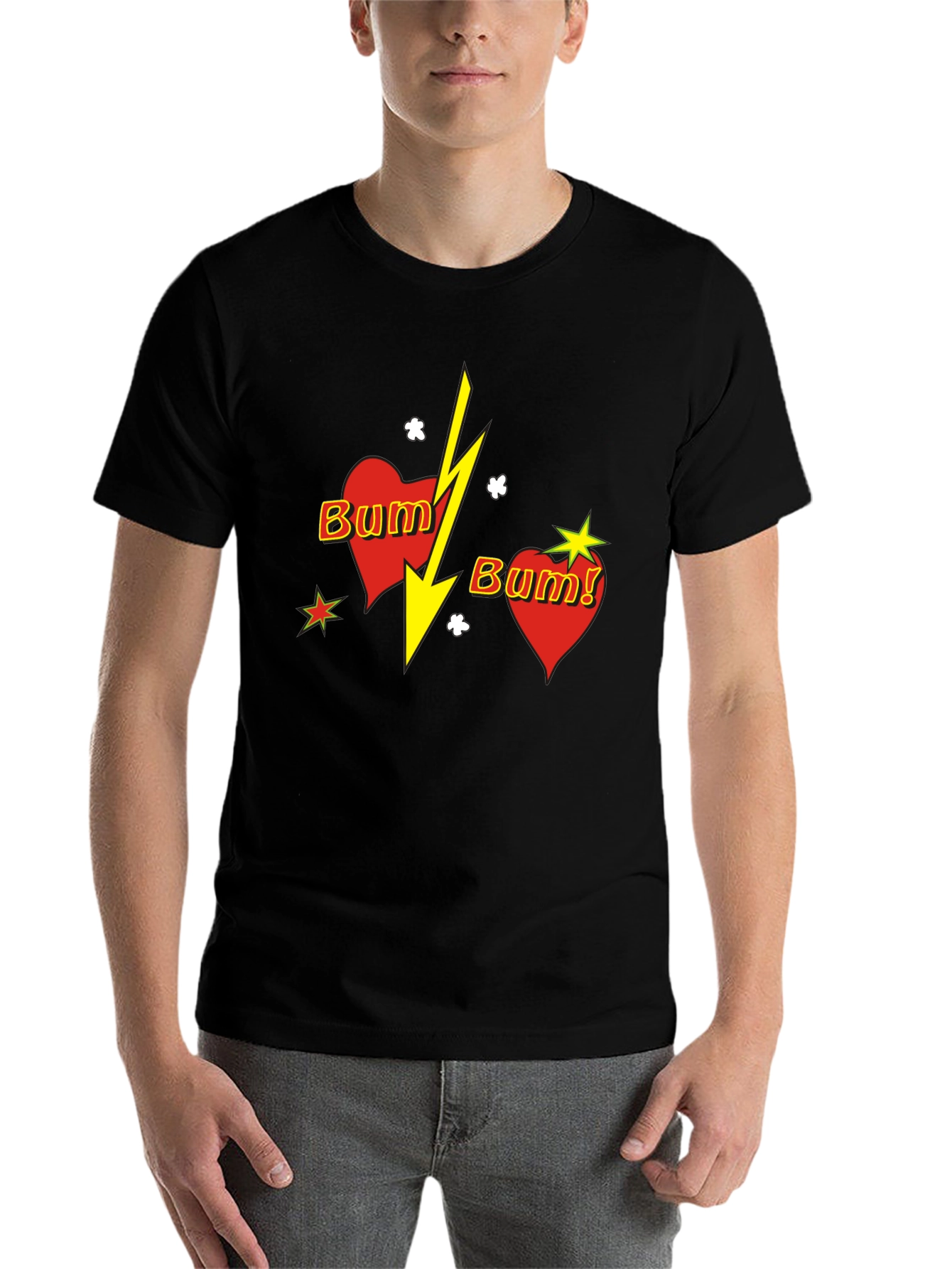 Black Bum! Heart Graphic Black T-Shirt view 7