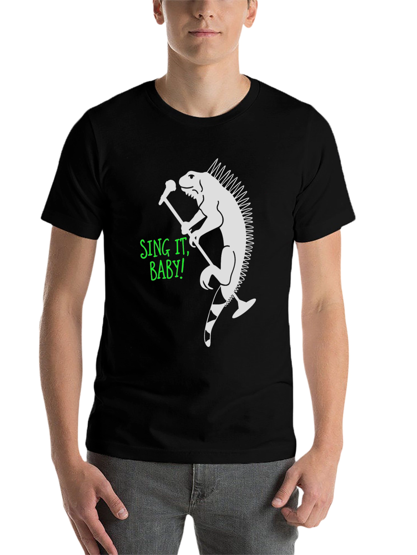 Black Iguana Singer Graphic T-Shirt - Sing It Baby! view 7