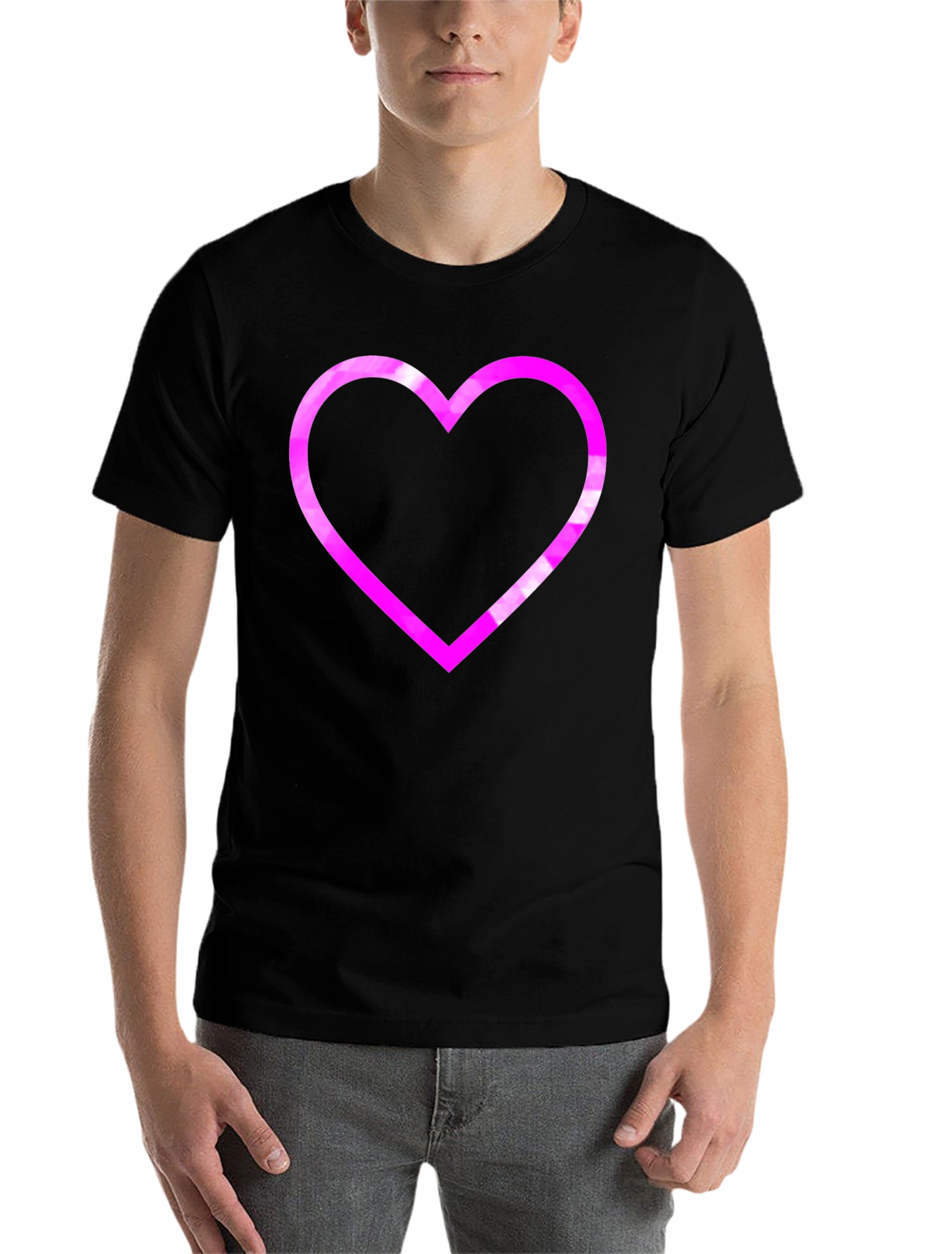 Black Heart Outline Graphic T-Shirt - Black view 7