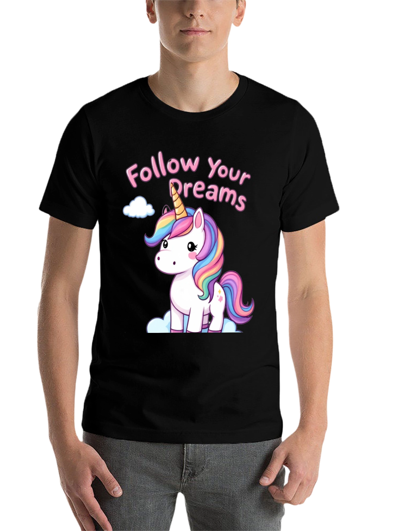 Black Unicorn Follow Your Dreams Graphic Tee - Black view 7