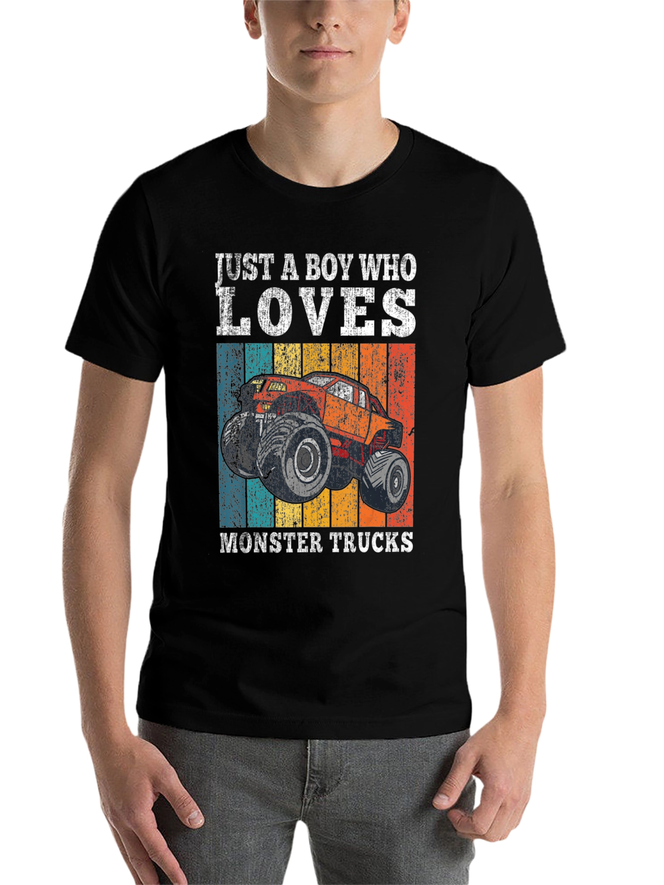 Black Monster Truck Lover Graphic Tee view 7