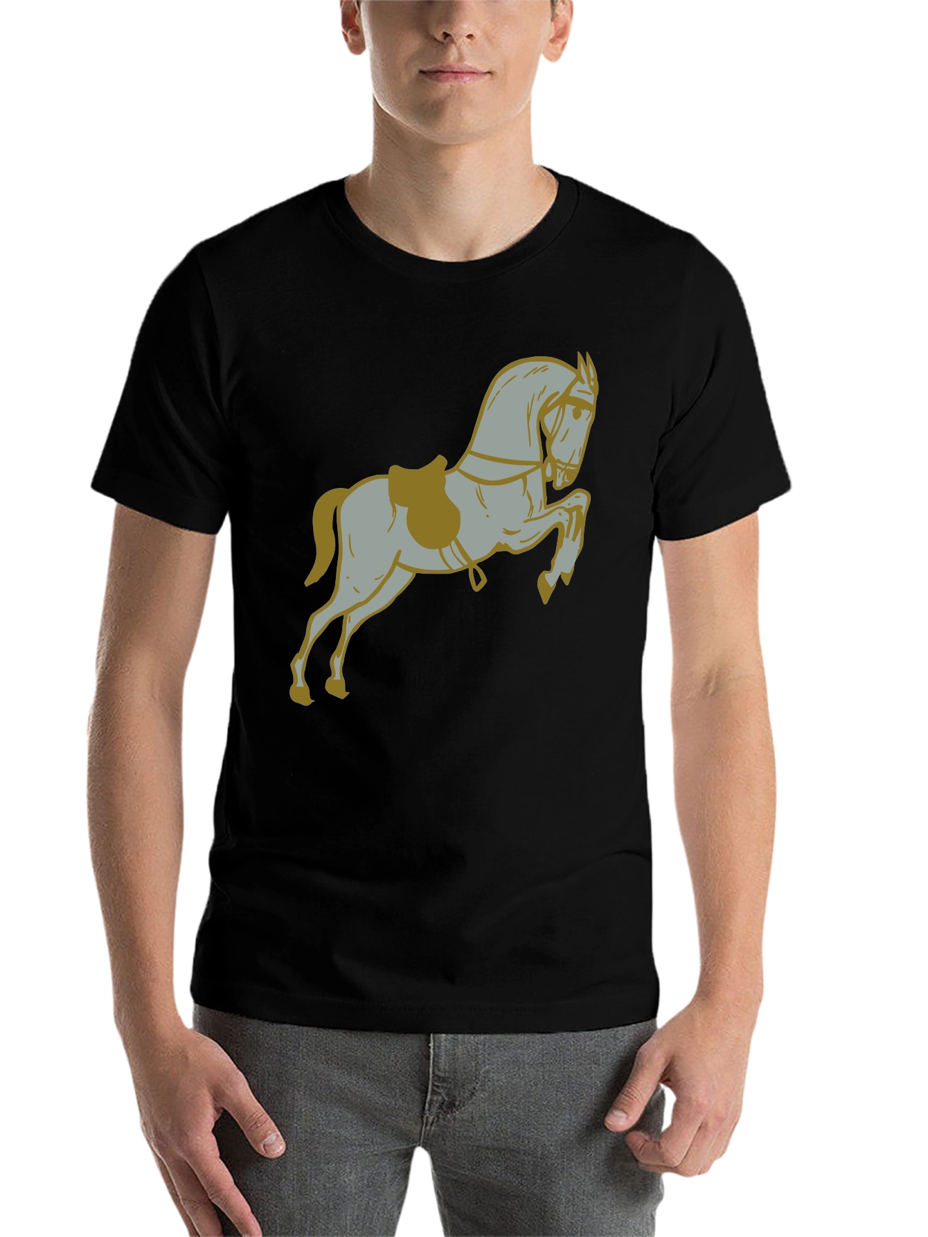 Black Horse Graphic Print Black T-Shirt view 7