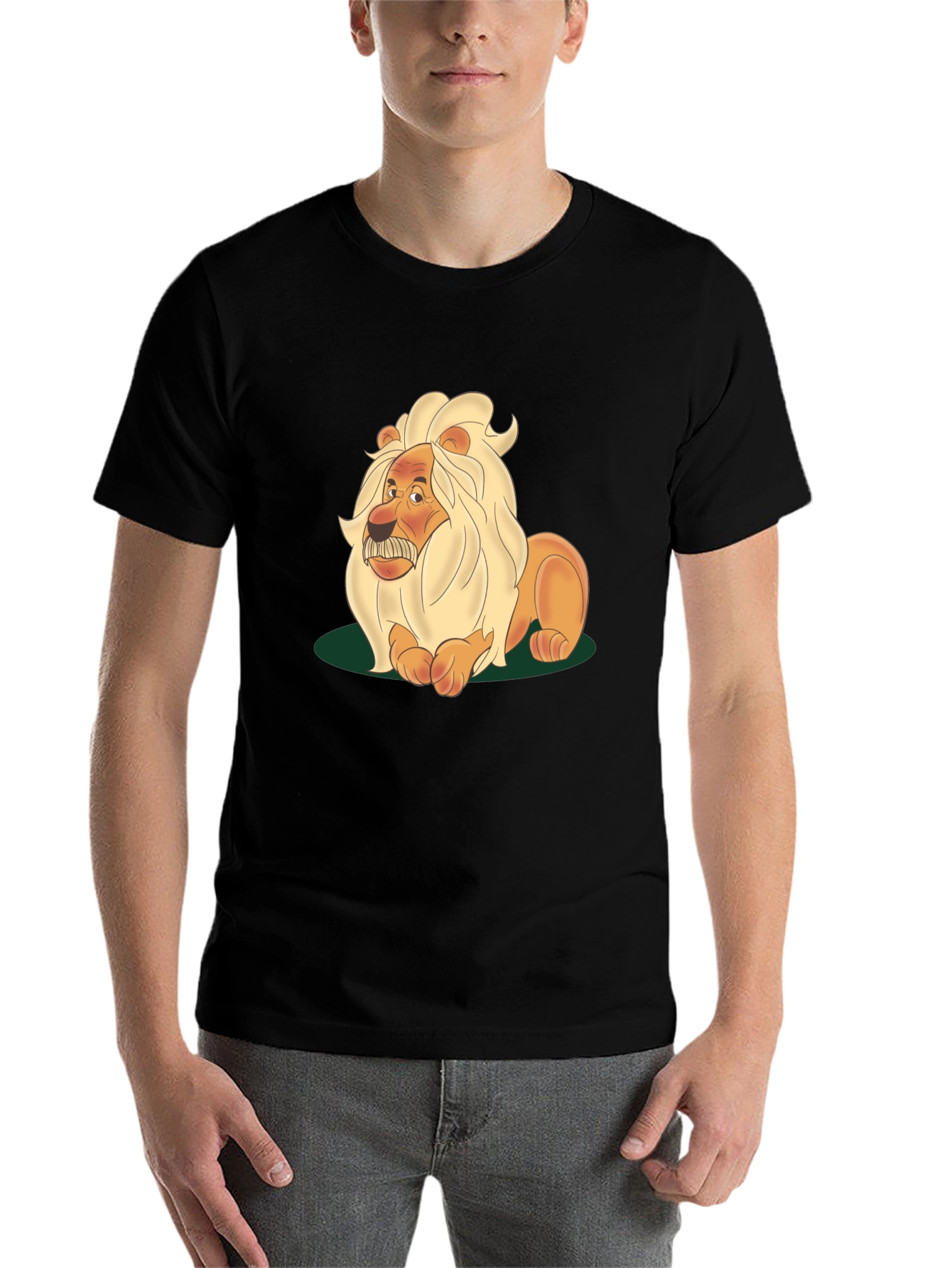 Black Lion Cartoon Graphic Tee - Black view 7