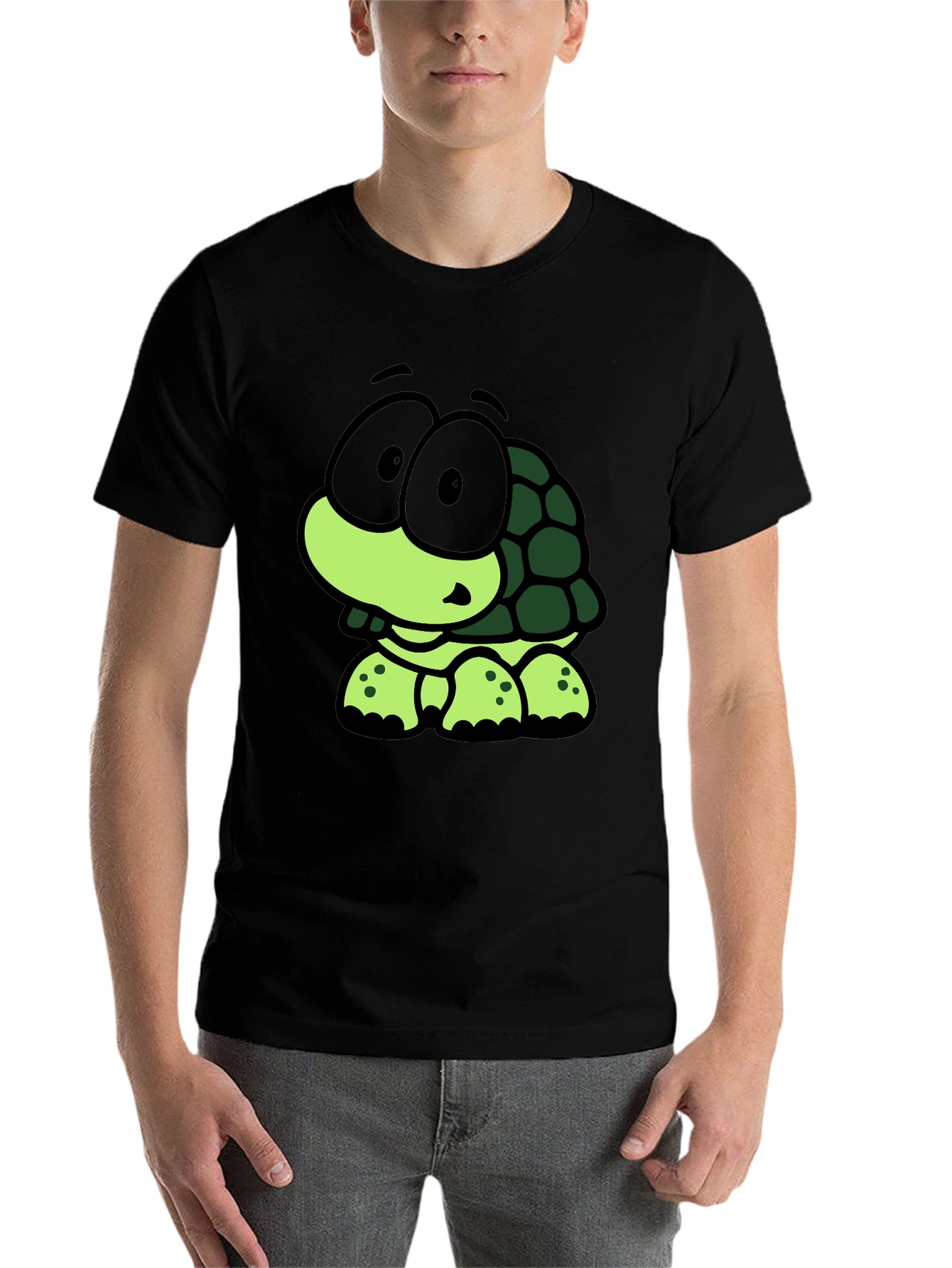 Black Cute Cartoon Turtle Graphic Black T-Shirt view 7