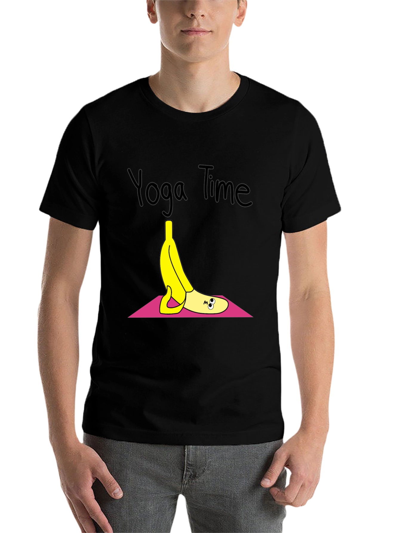 Black Yoga Banana T-Shirt - Relaxed Fit view 7