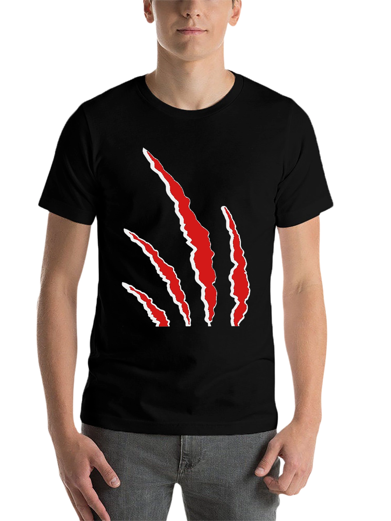 Black Claw Mark Graphic Tee - Black Casual T-Shirt view 7
