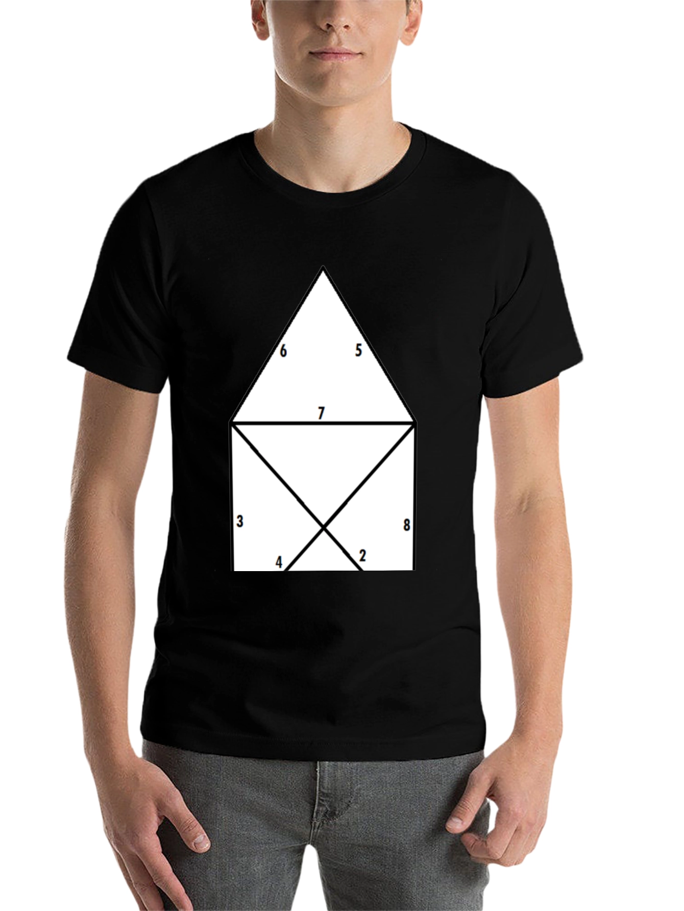 Black Geometric Numbered T-Shirt view 7