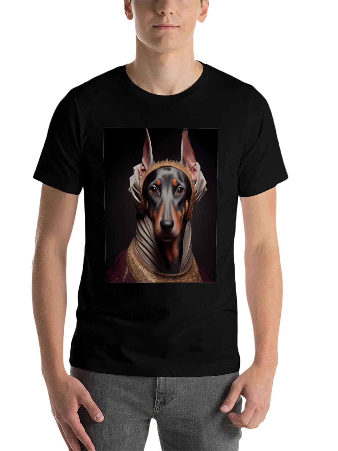 Black Doberman Dog Pharaoh Graphic Tee view 7