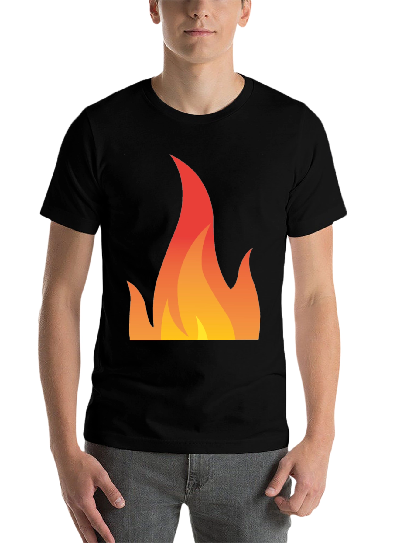 Black Fiery Graphic Tee - Bold Flame Design view 7