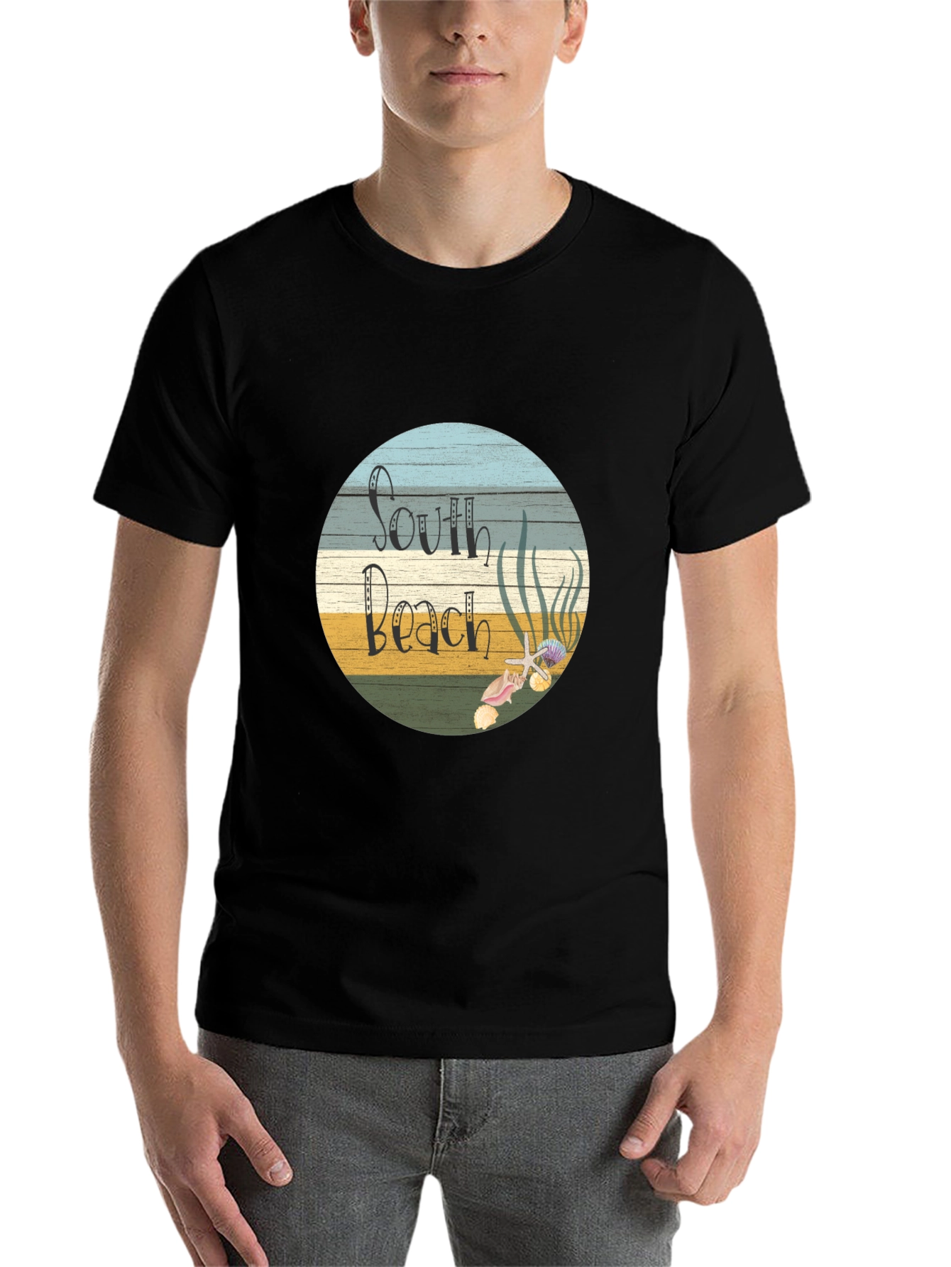 Black South Beach Graphic Tee - Unisex Black T-Shirt view 7