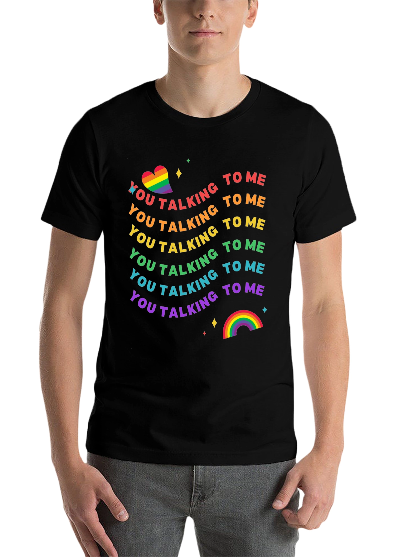 Black Rainbow Pride Talking to Me T-Shirt view 7