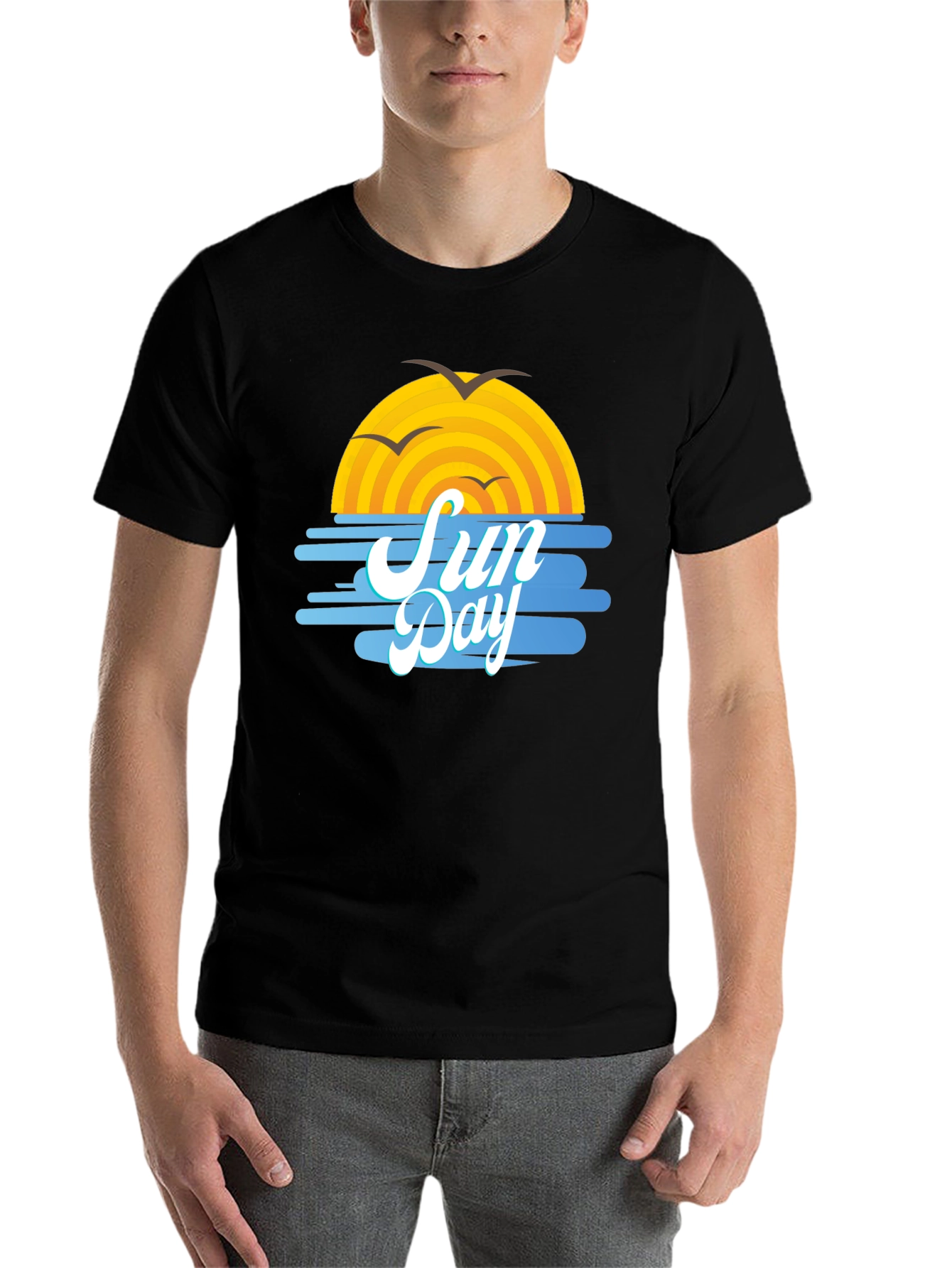 Black Sun Day Graphic Tee - Black Cotton T-Shirt view 7