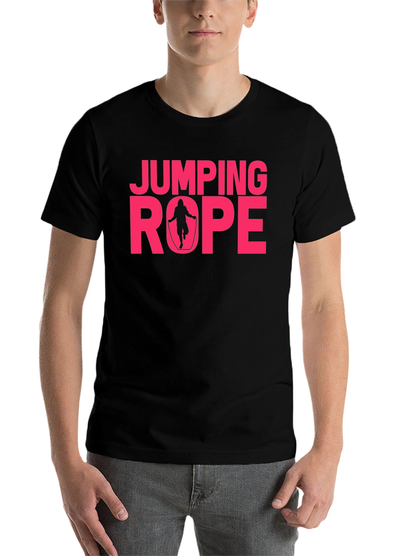 Black Jumping Rope Graphic T-Shirt - Fitness Apparel view 7