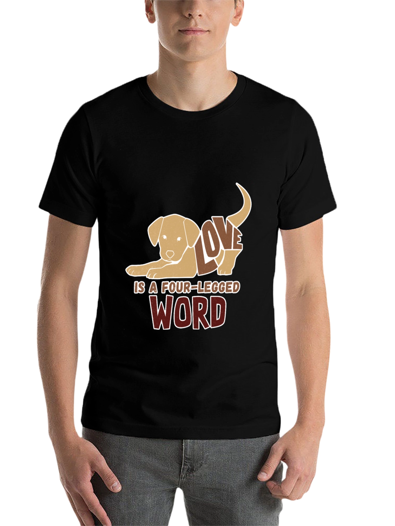 Black Dog Lover Tee: Four-Legged Word Design view 7