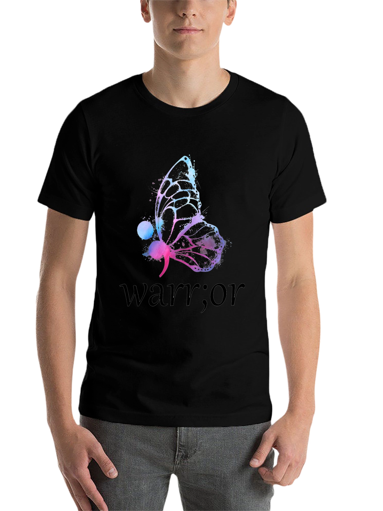 Black Butterfly Warrior Mental Health Awareness T-Shirt view 7
