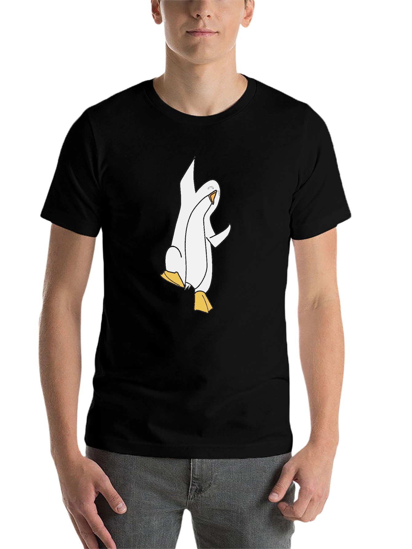 Black Funny Penguin Graphic Black T-Shirt view 7