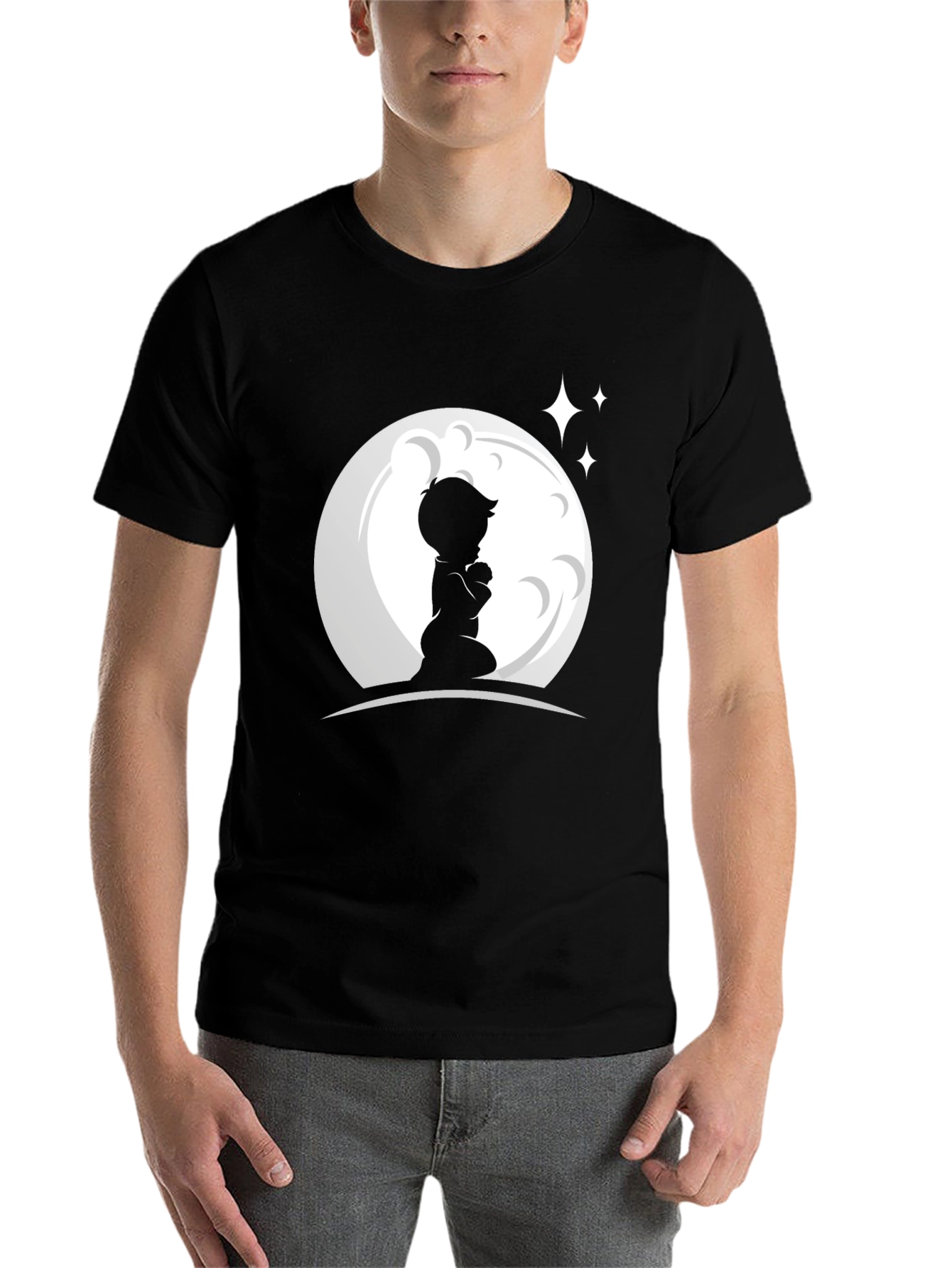 Praying Boy Moon Graphic T-Shirt - 7