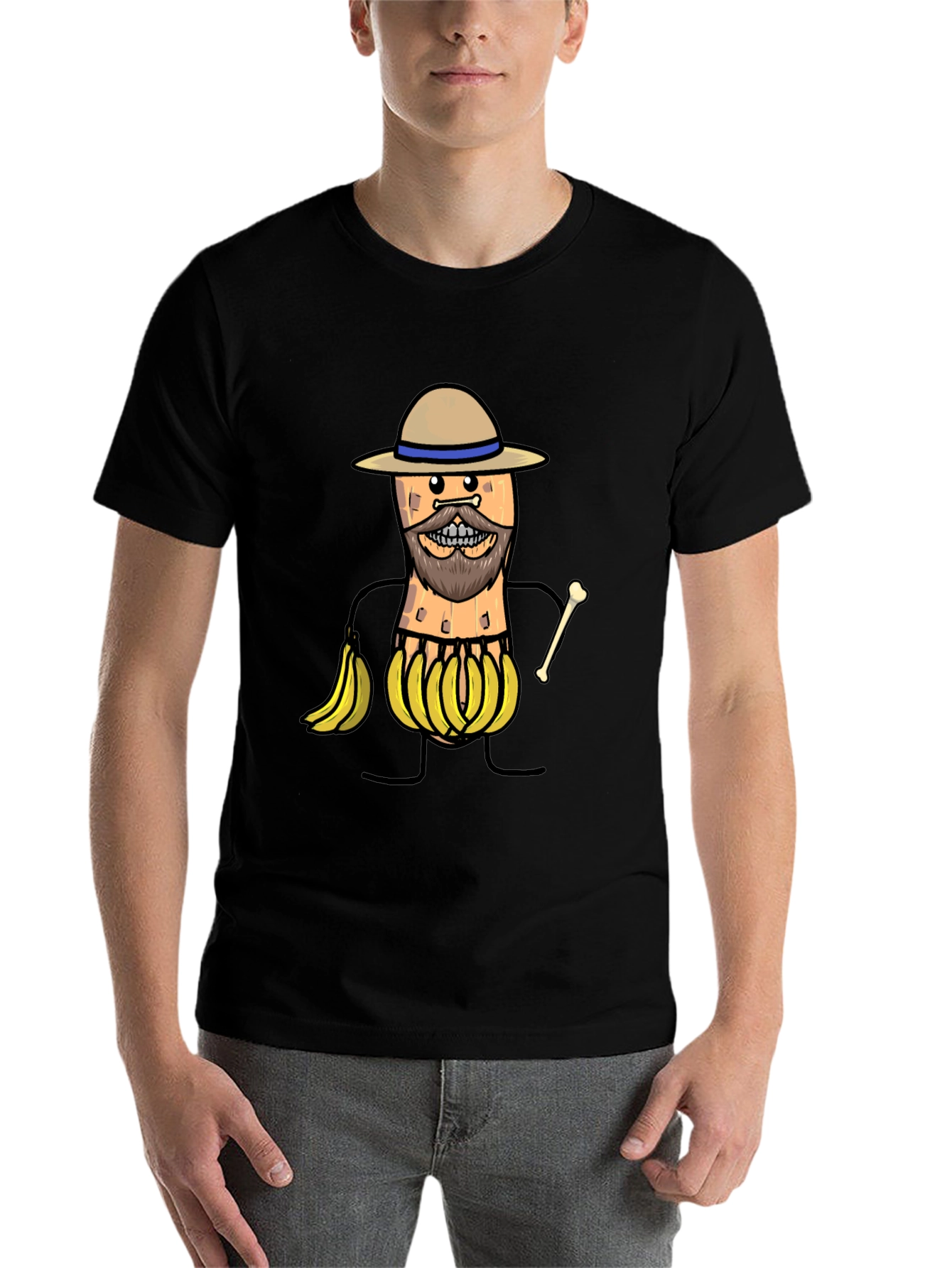 Black Funny Banana Man Graphic T-Shirt view 7
