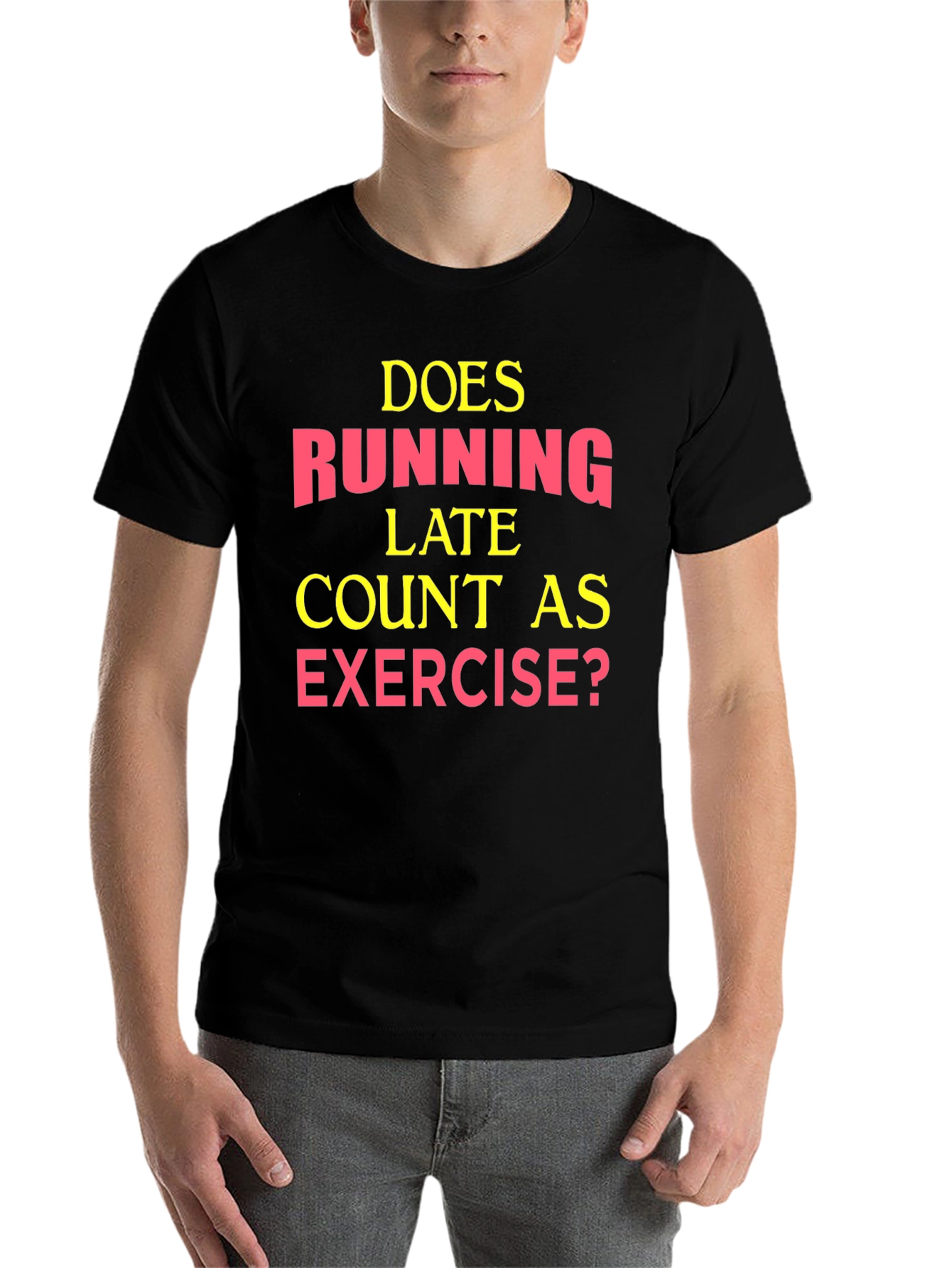 Black Funny Exercise T-Shirt: Running Late? view 7