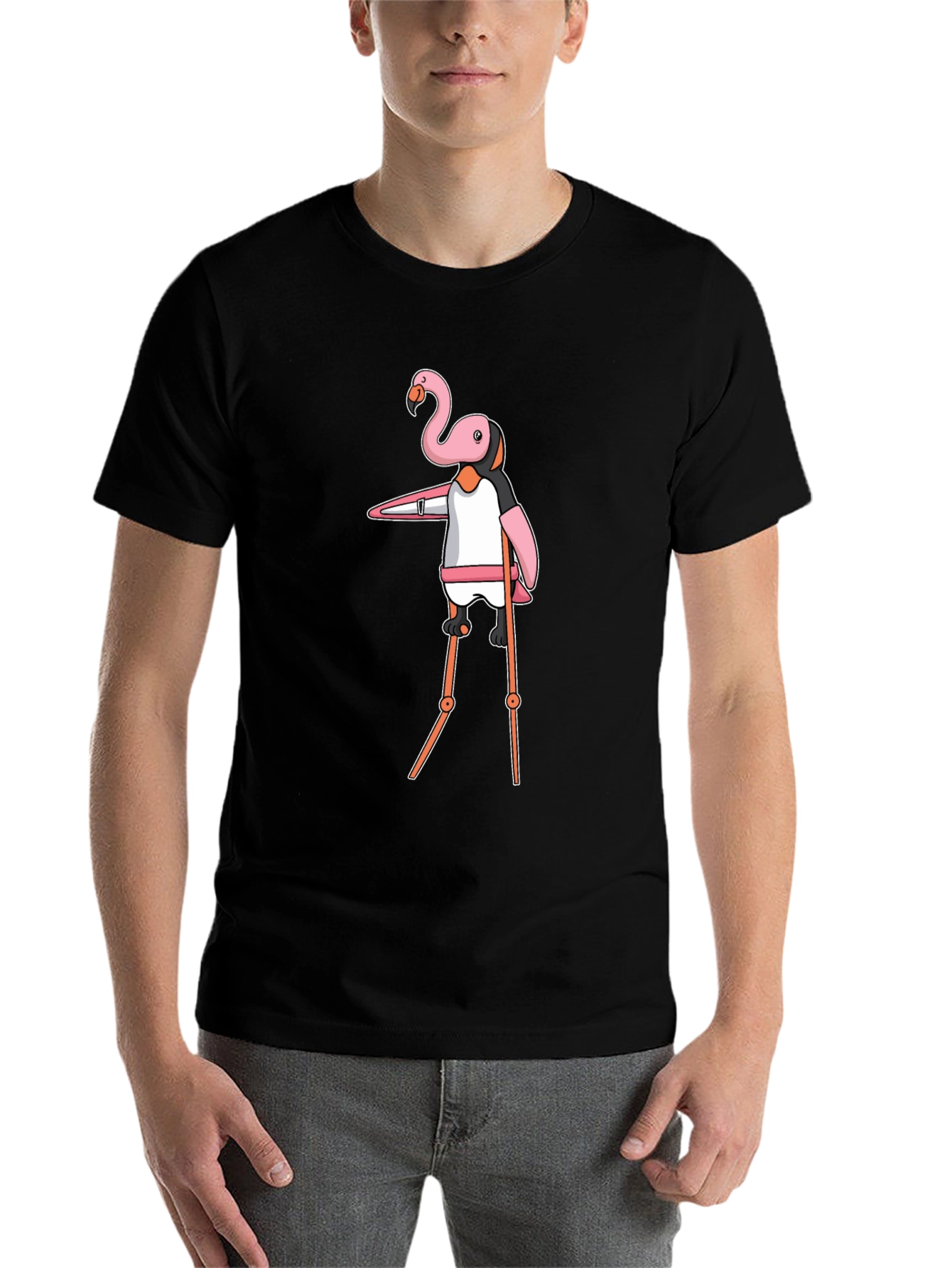 Black Flamingo Stilt Walker Graphic Tee - Black view 7