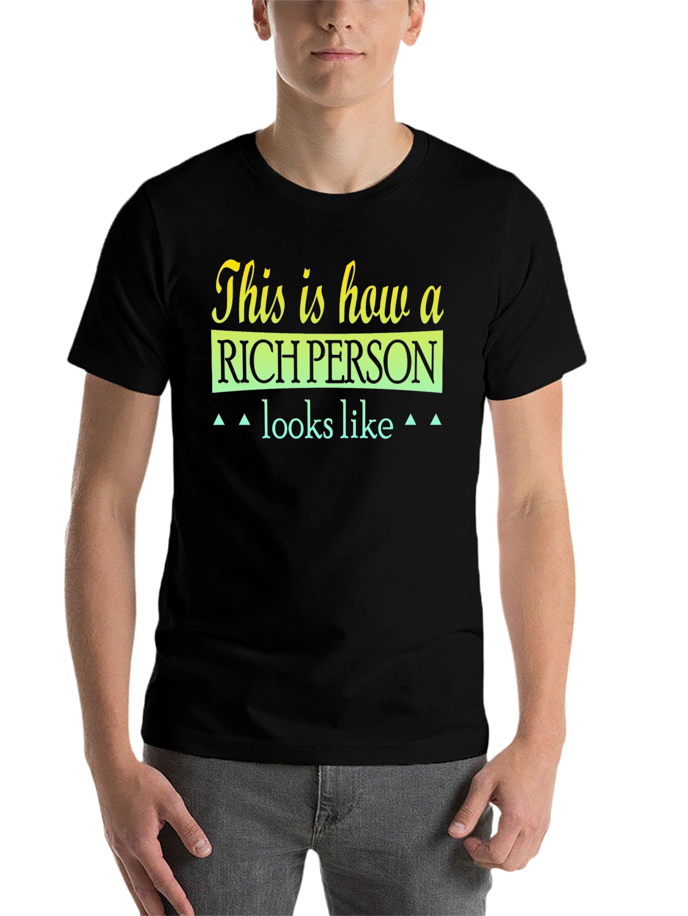 Black Rich Person Graphic Tee - Premium Cotton Blend, Unique Design view 7