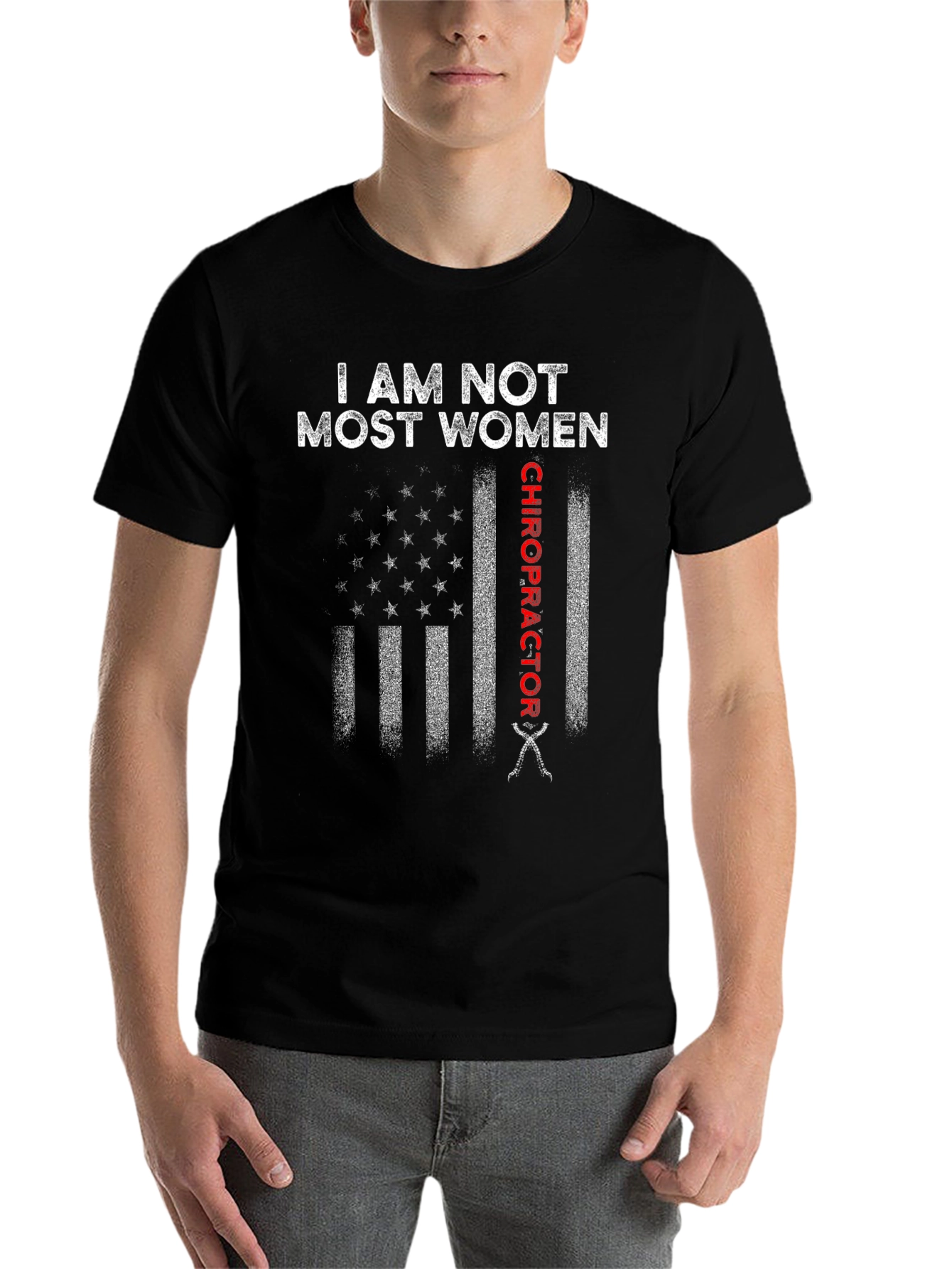 Black Chiropractor Flag T-Shirt: Not Most Women view 7