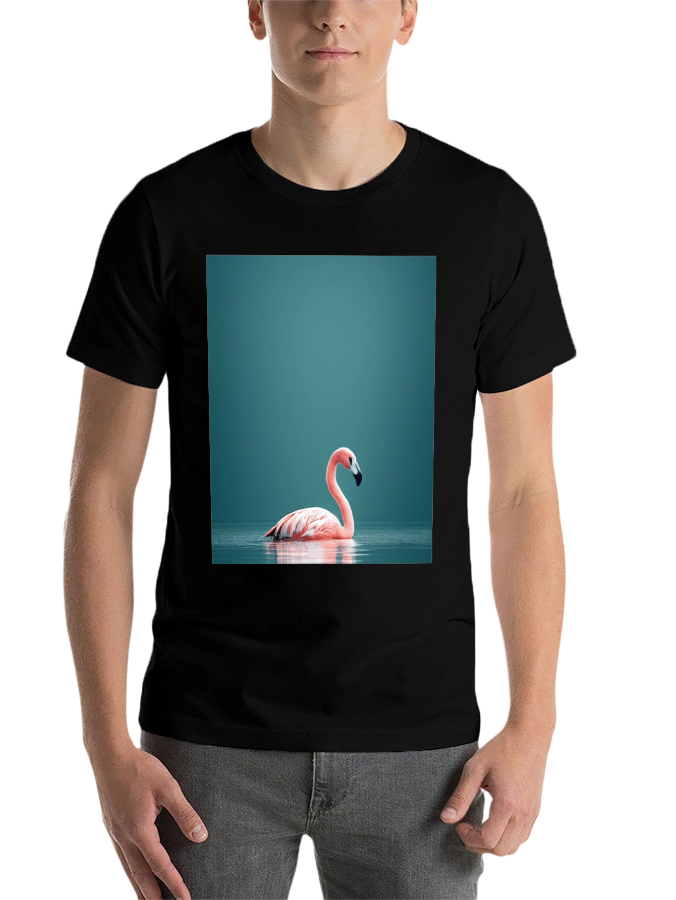 Black Flamingo Graphic Tee - Stylish Black Cotton T-Shirt view 7