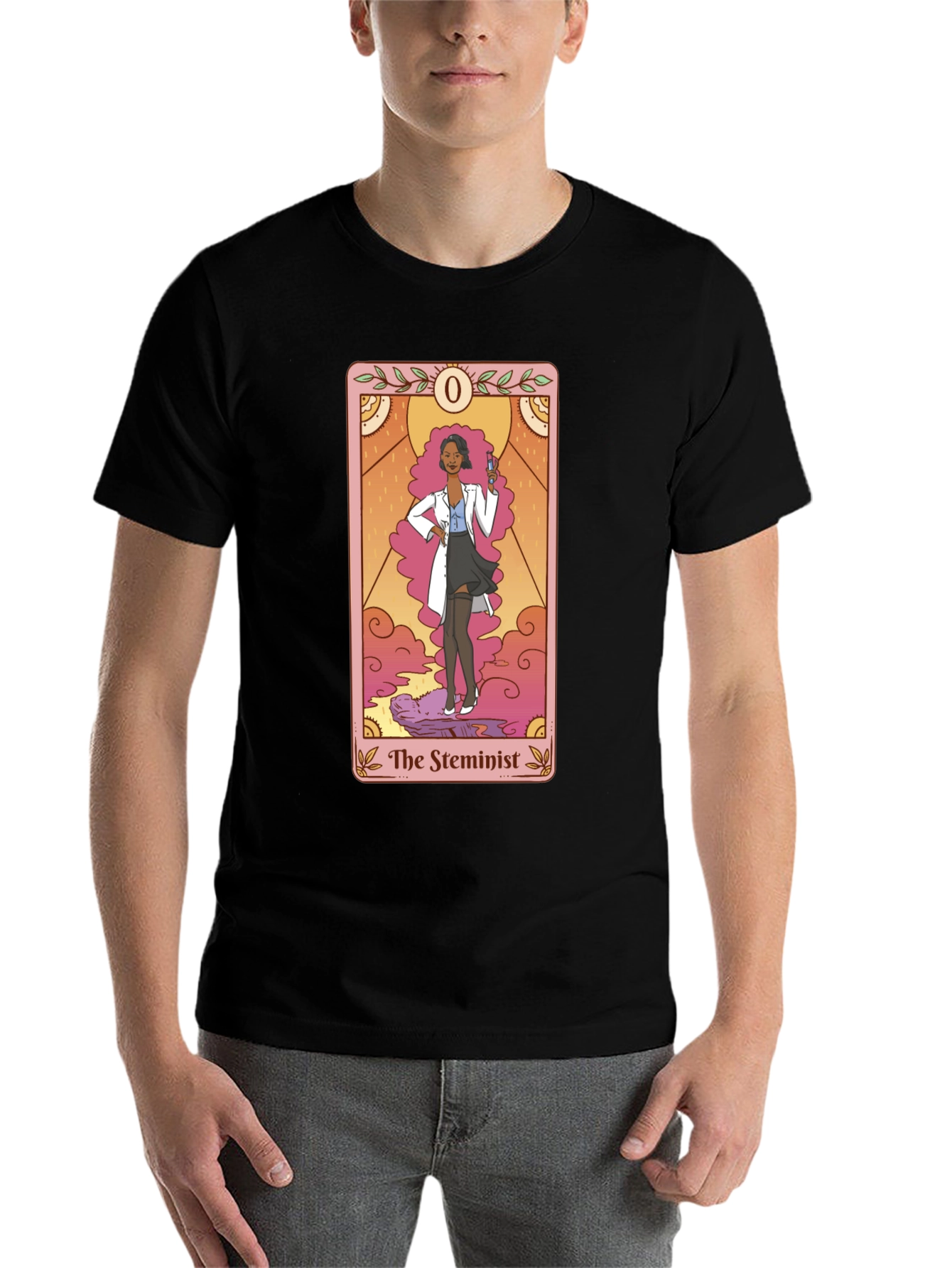 Black The Steminist Tarot Card T-Shirt - Black view 7