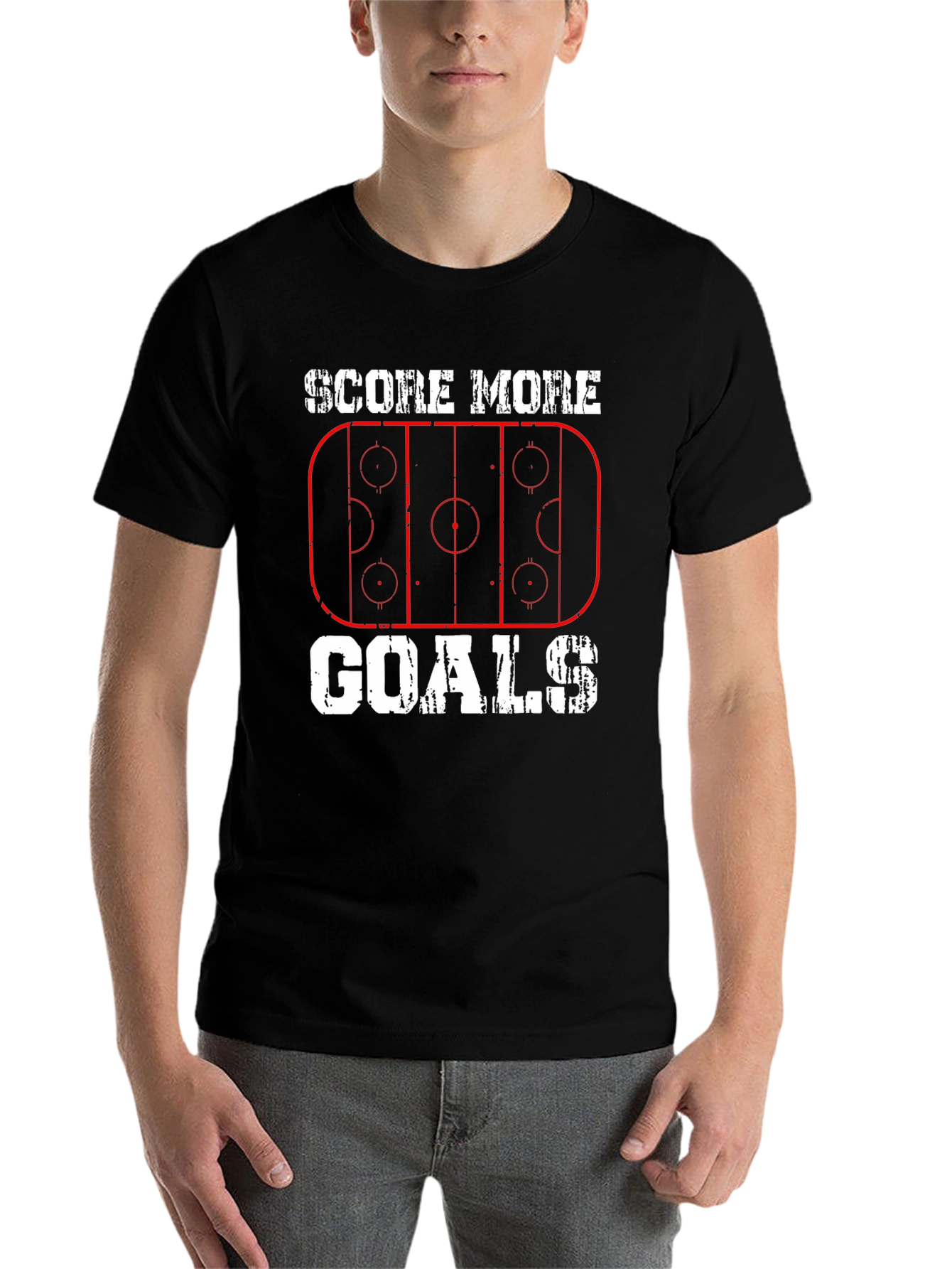 Black Score More Goals Hockey Graphic Tee view 7