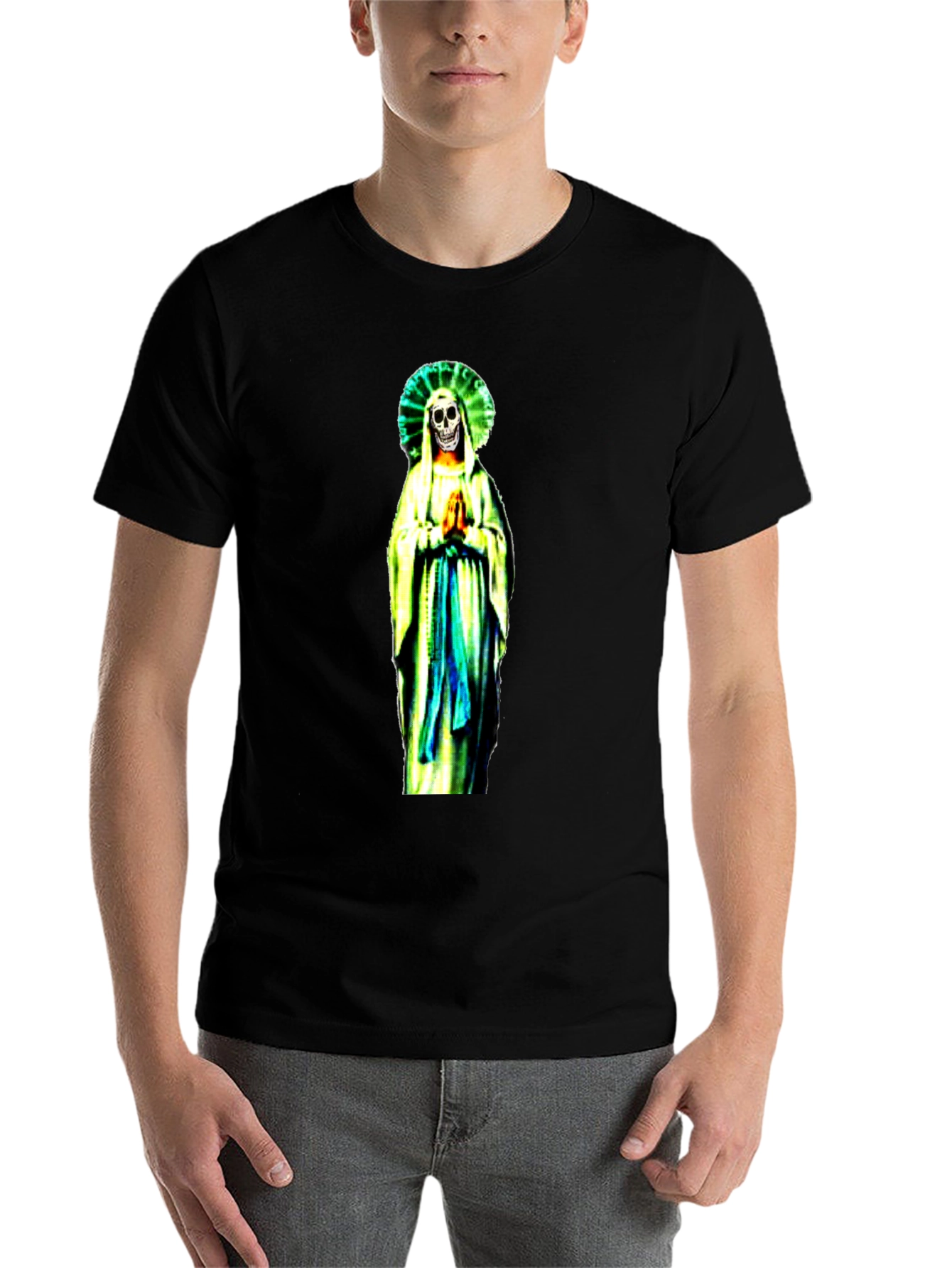 Black Grim Reaper Virgin Mary T-Shirt - Black view 7