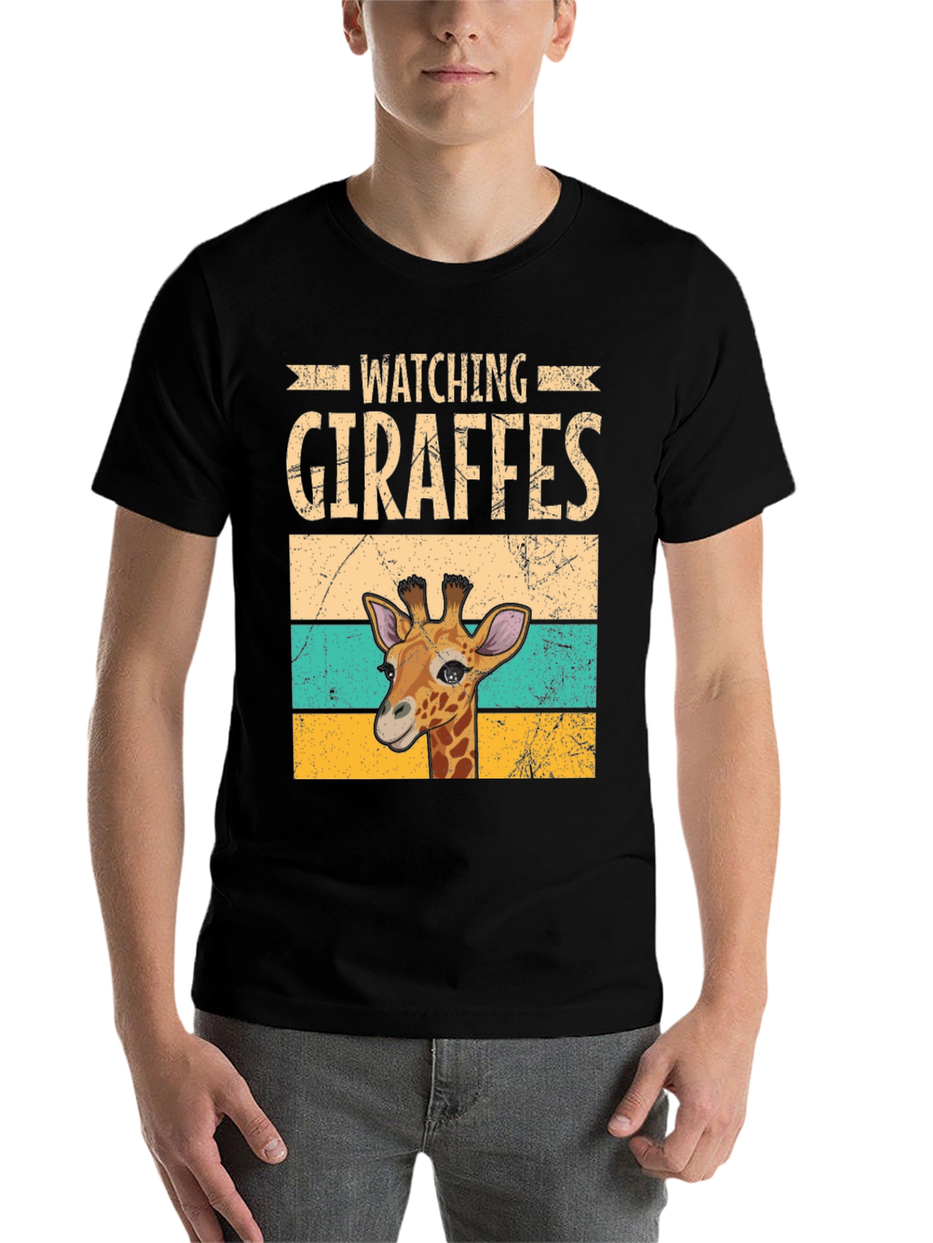Black Watching Giraffes Graphic Tee - Unisex Soft Cotton T-Shirt view 7