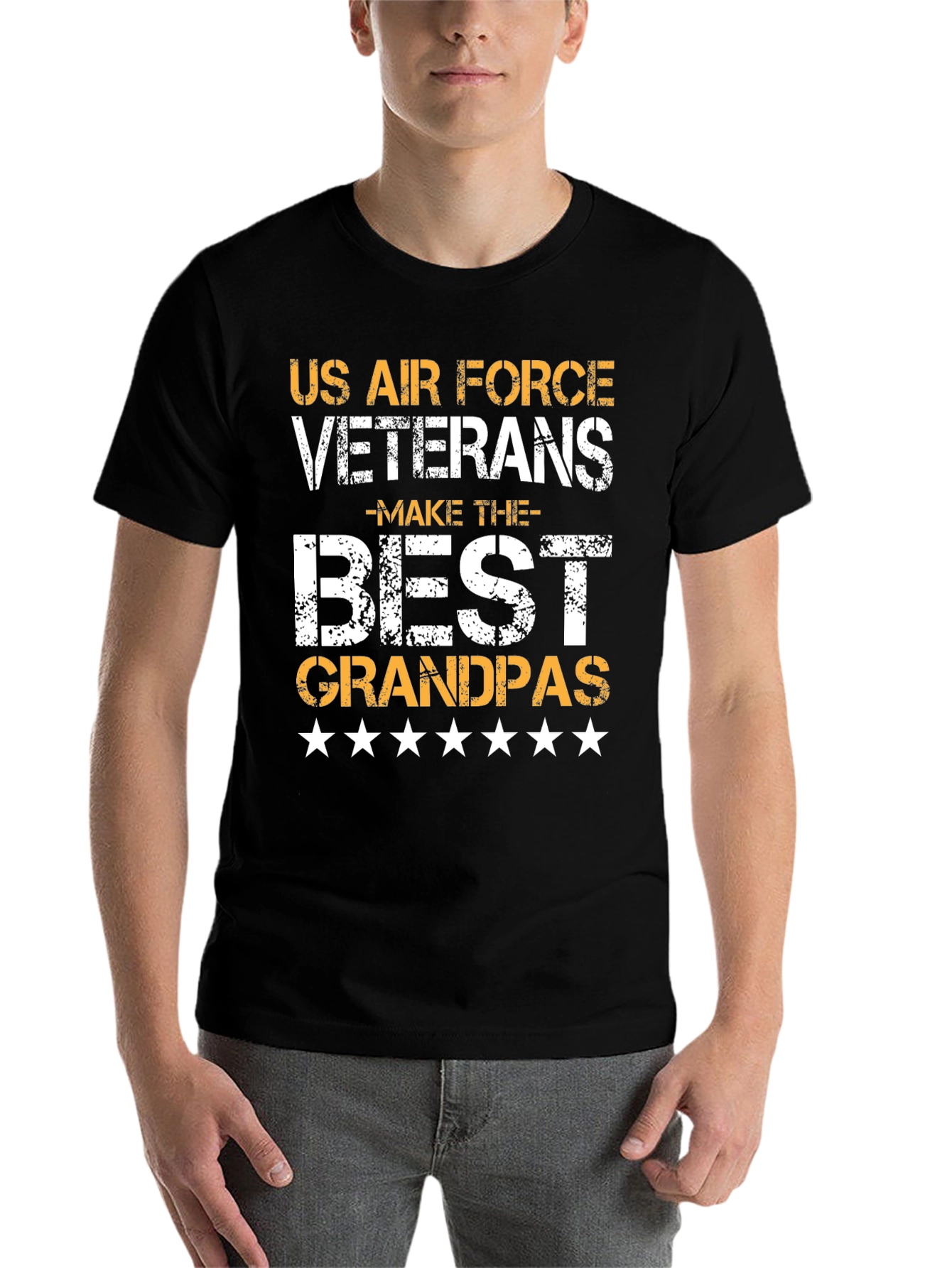 Black US Air Force Veterans Grandpas T-Shirt view 7