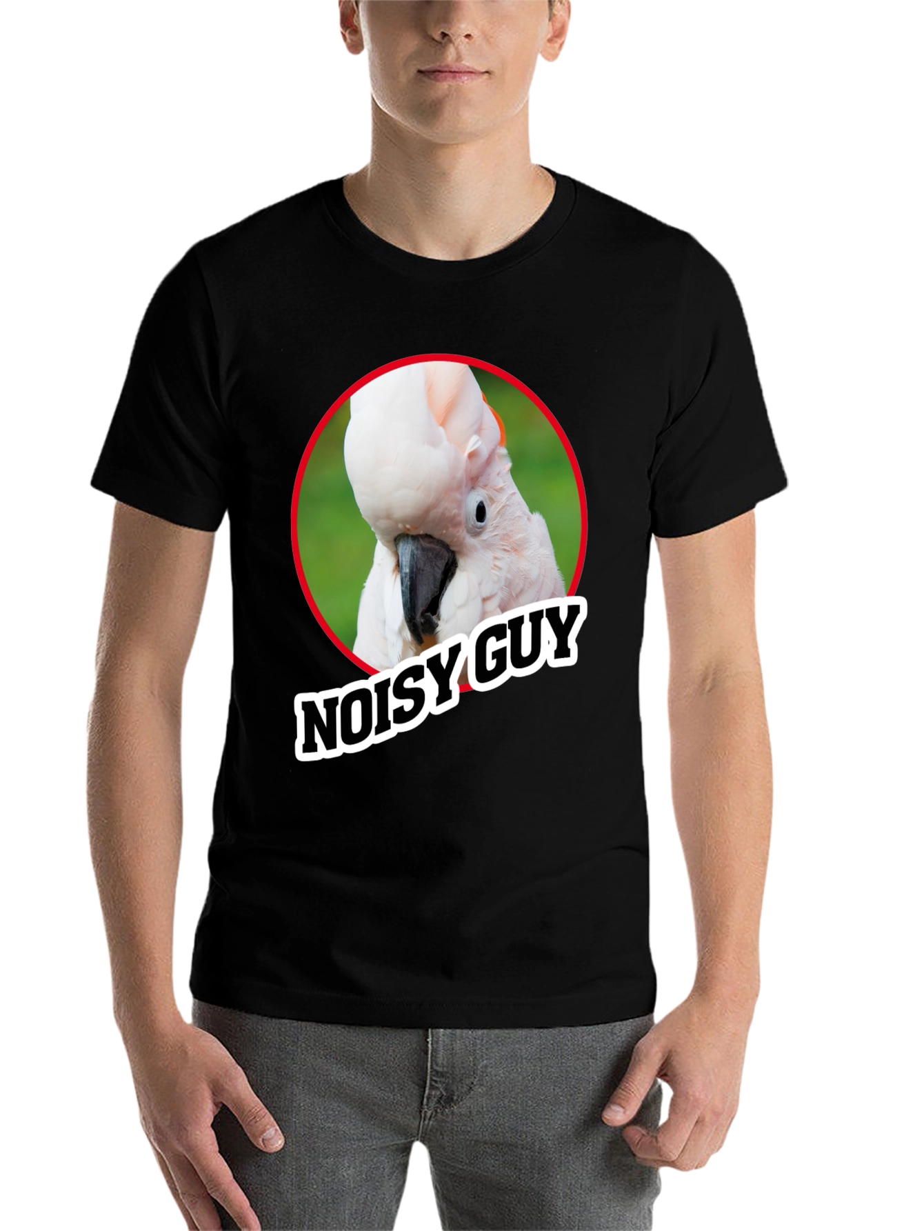 Black Noisy Guy Parrot Graphic Tee - Unique Bird Lover Shirt view 7