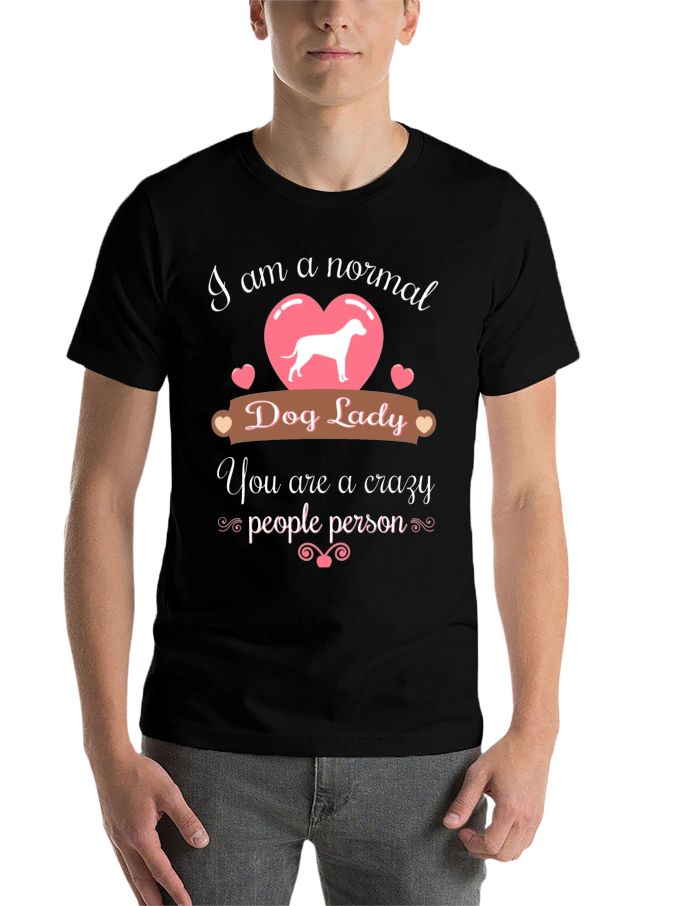 Black Normal Dog Lady - Crazy People Person T-Shirt view 7