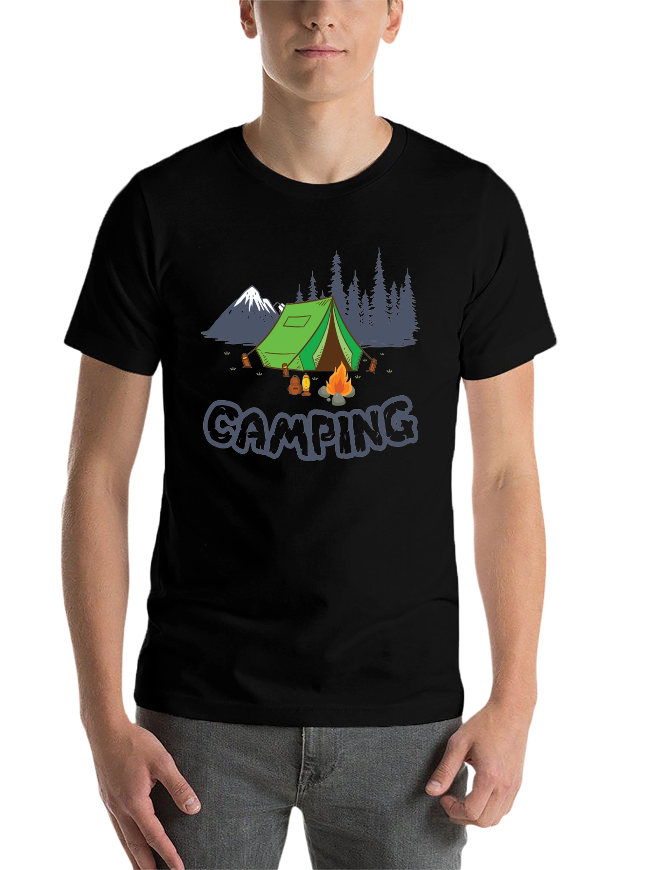 Black Camping Graphic Tee - Adventure Awaits view 7