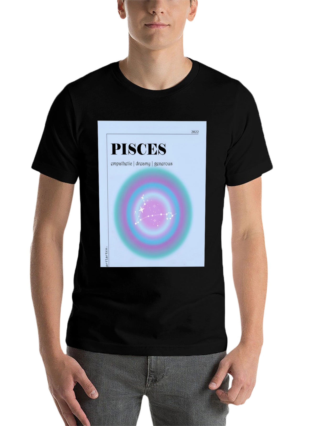 Black Pisces Zodiac Graphic T-Shirt - Empathetic Dreamy Generous view 7