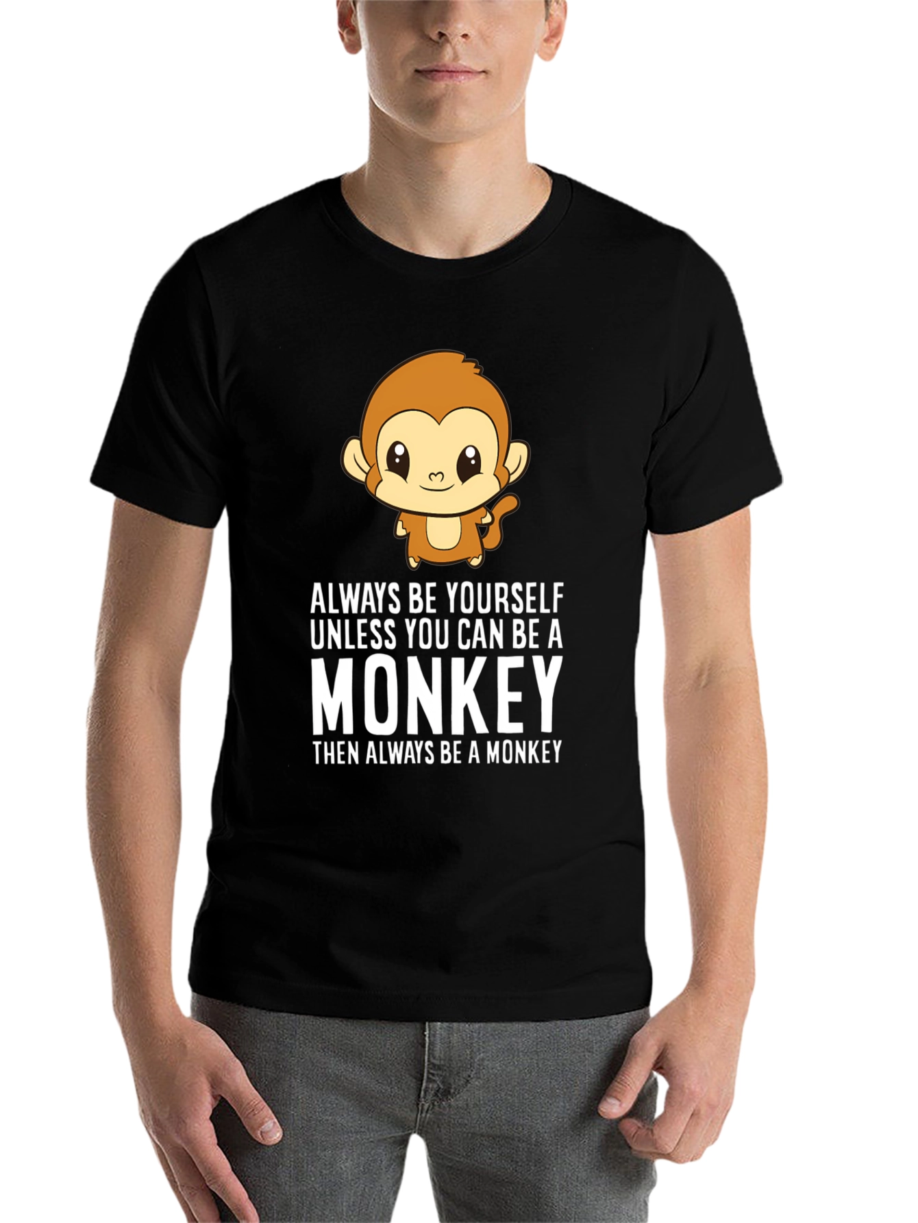 Black Always Be Yourself Monkey Graphic T-Shirt view 7