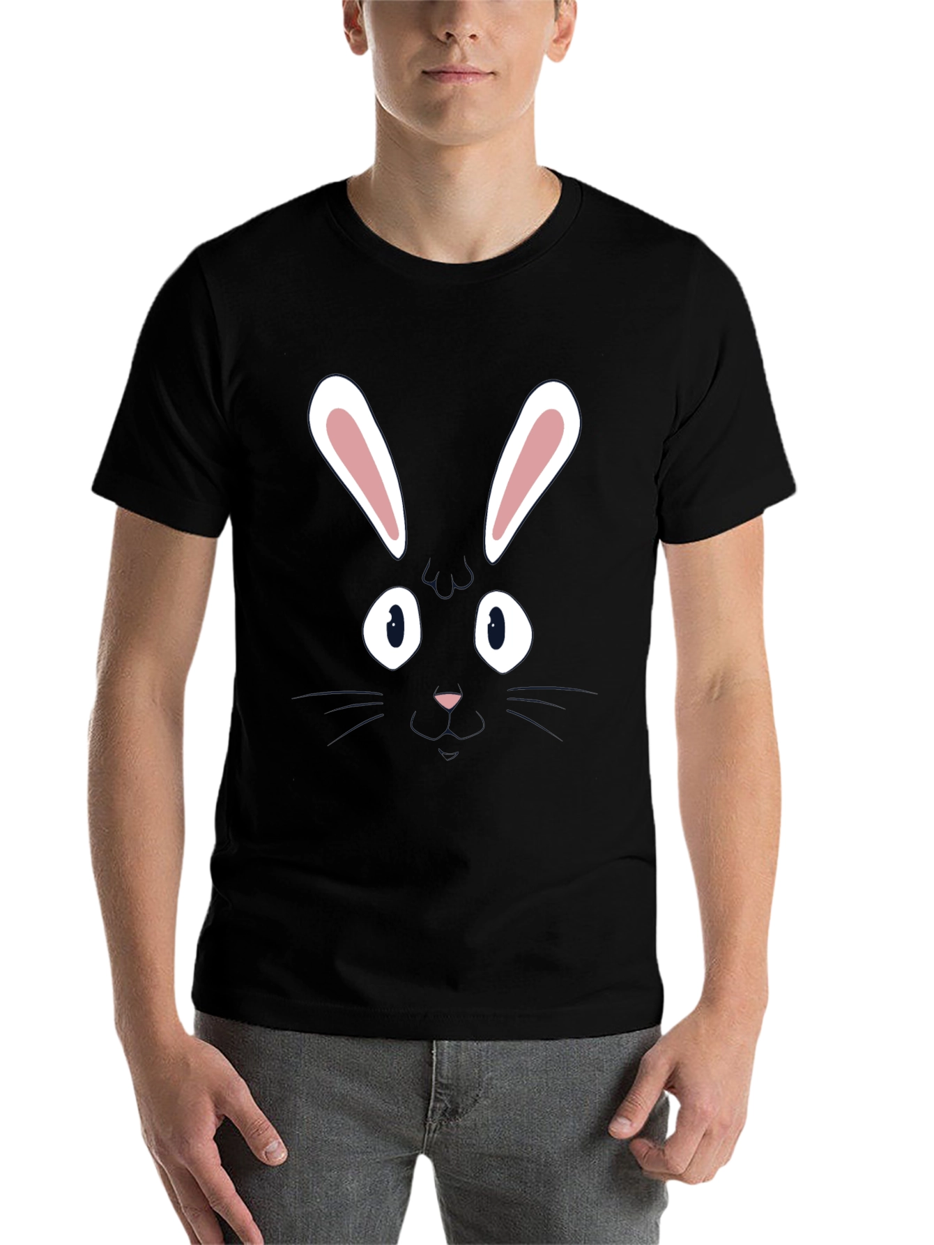 Black Bunny Face Graphic Tee view 7
