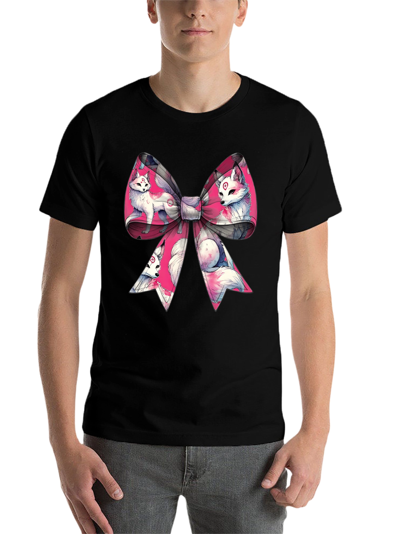 Black Fox Bow T-Shirt - Anime Style view 7