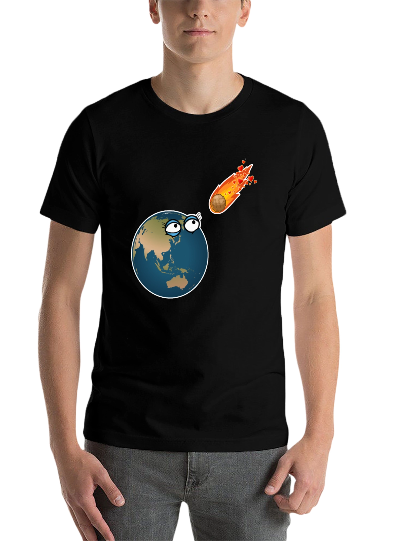 Black Earth Meets Comet Love Funny T-Shirt view 7