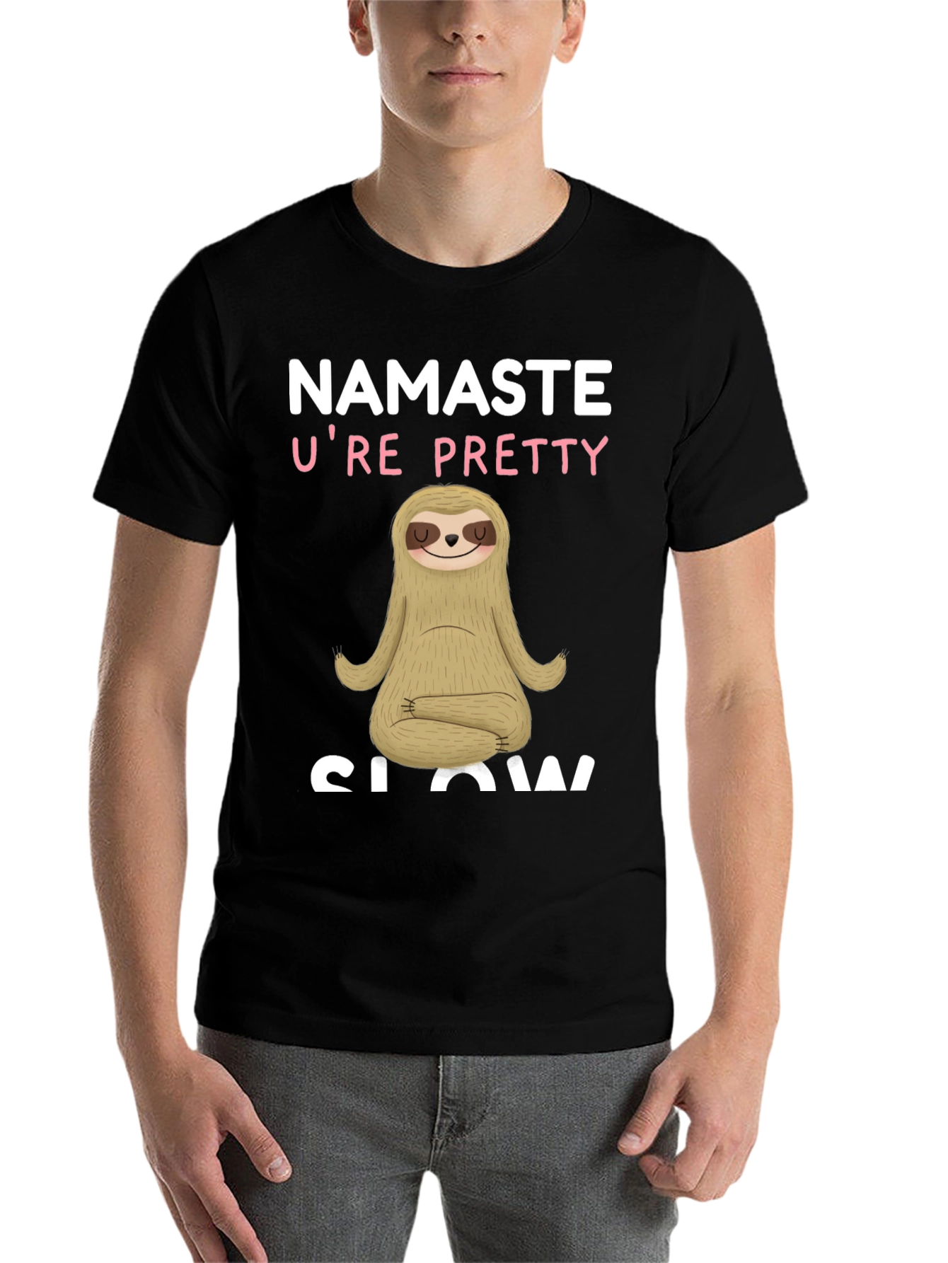 Black Namaste Sloth T-Shirt - Funny Yoga Lazy Animal Tee view 7