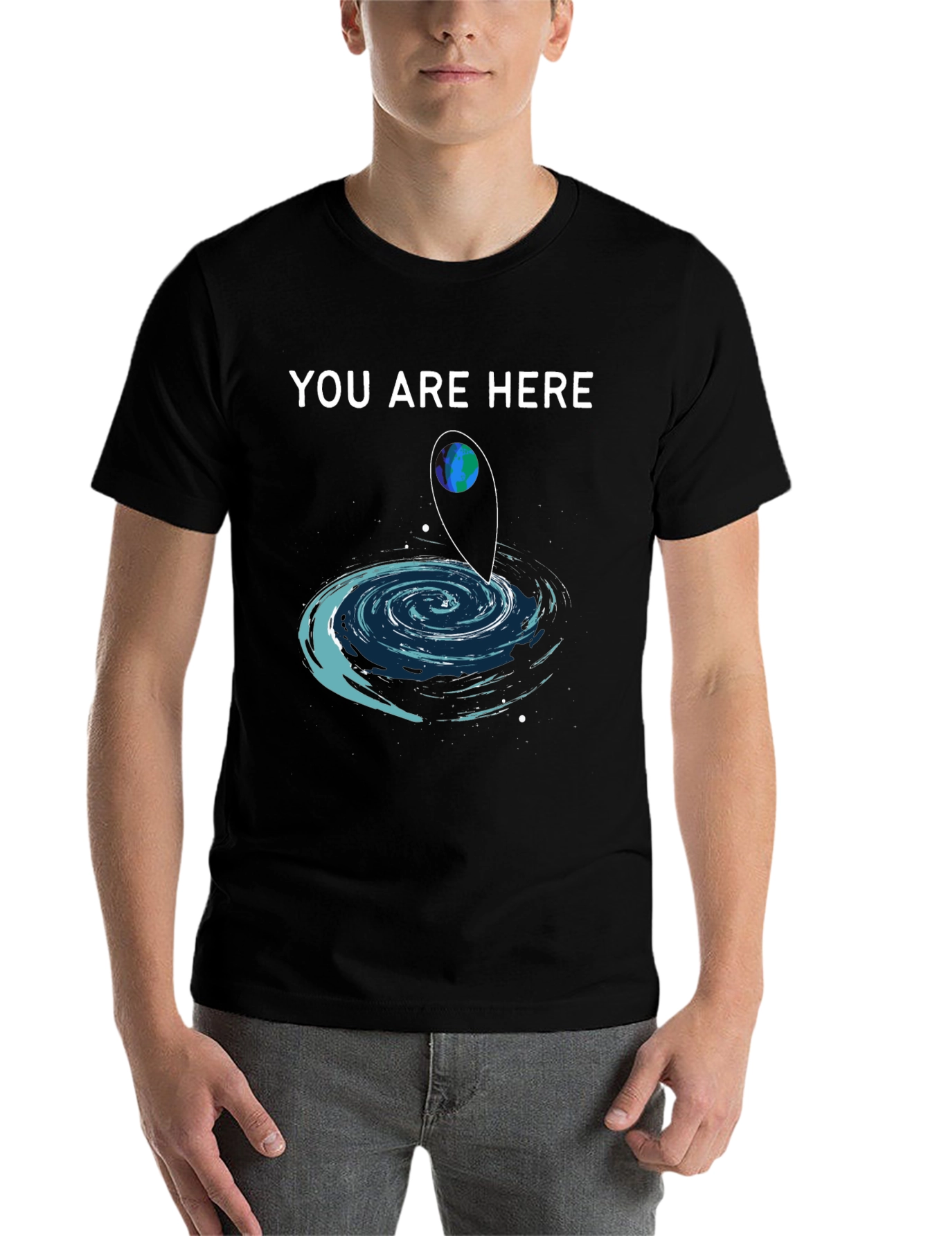 Black You Are Here T-Shirt Galaxy Design view 7