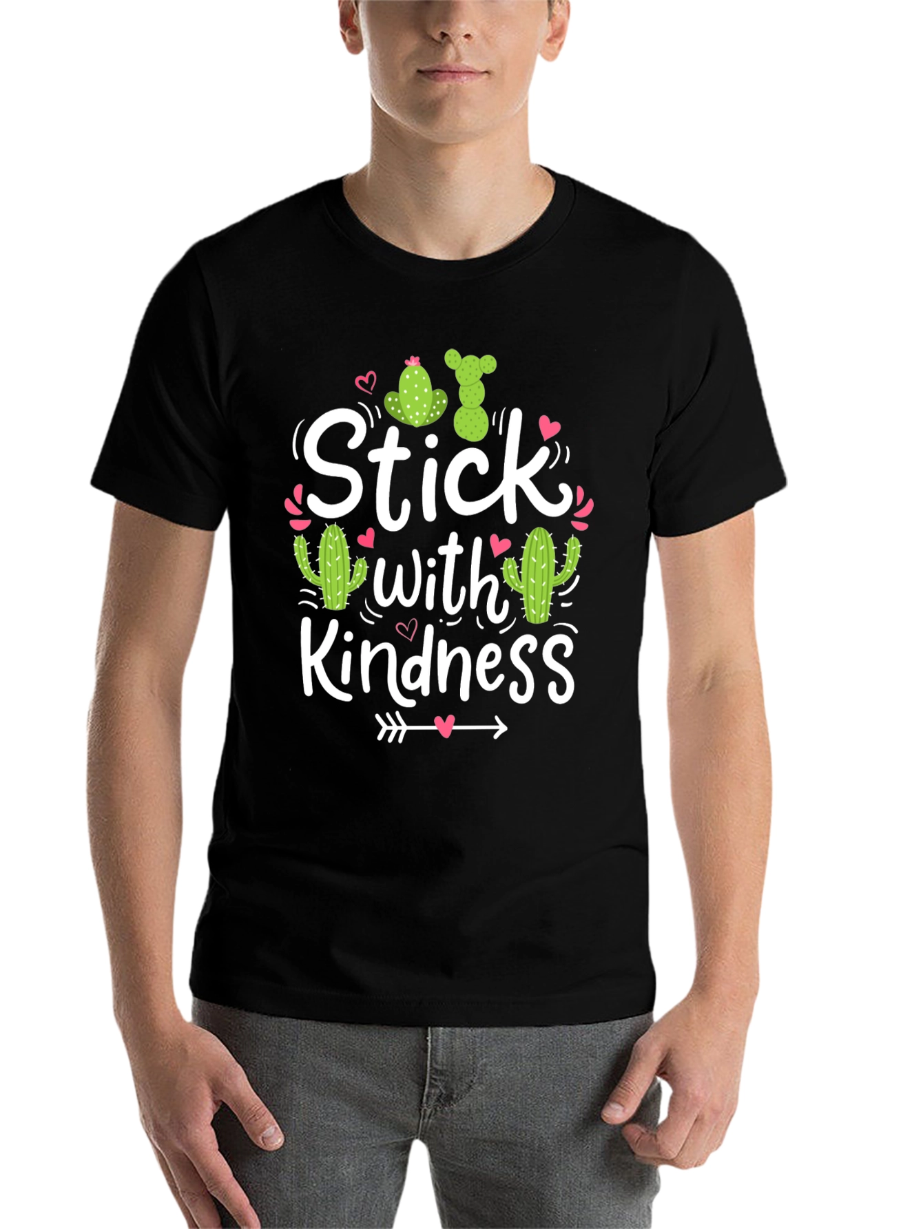 Black Stick With Kindness T-Shirt Cactus Love view 7