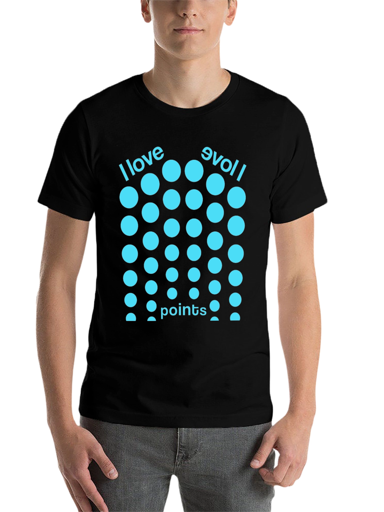 Black I Love Points T-Shirt - Funny Optical Illusion Tee view 7