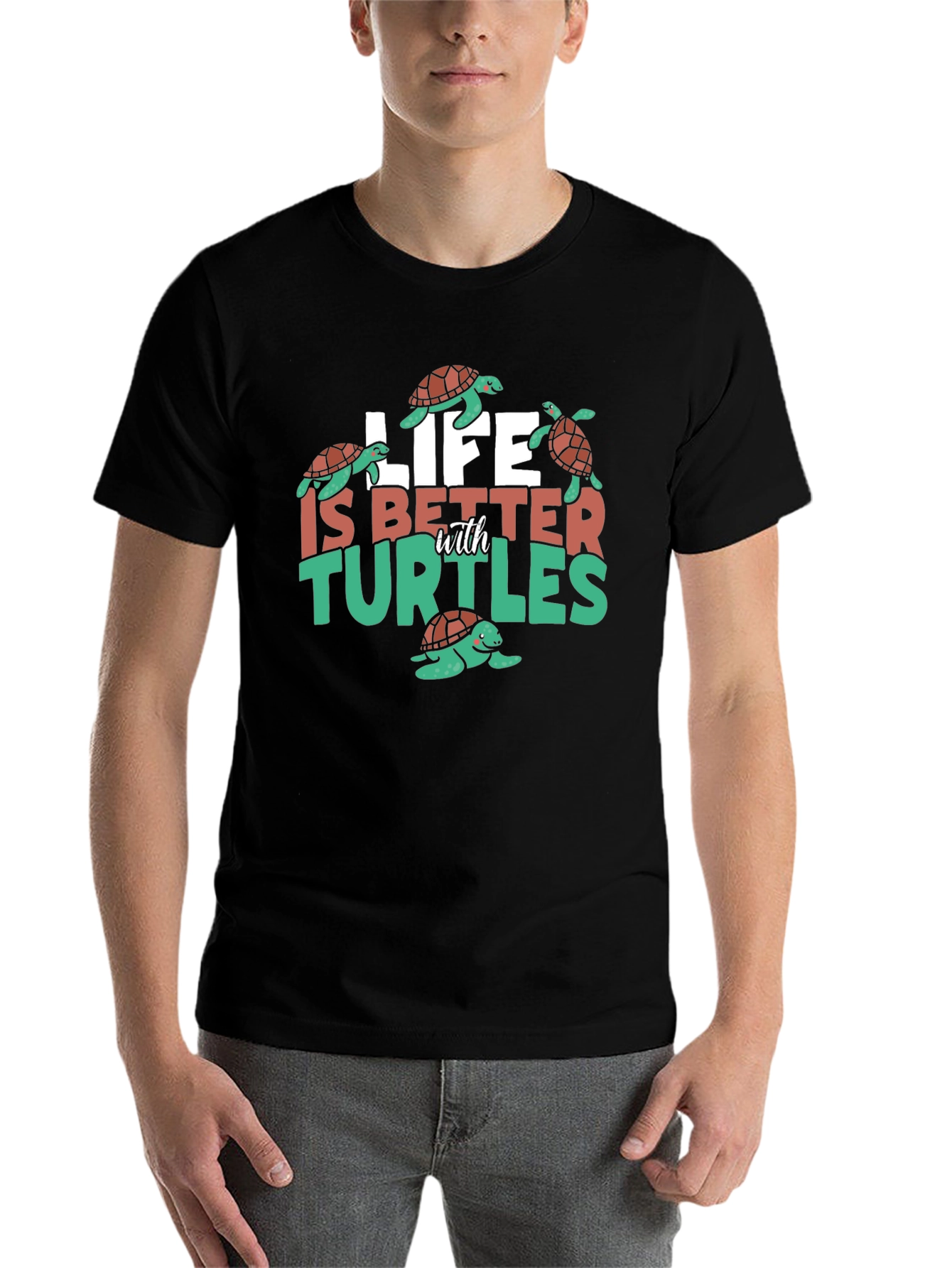 Black Life is Better with Turtles Graphic Tee view 7